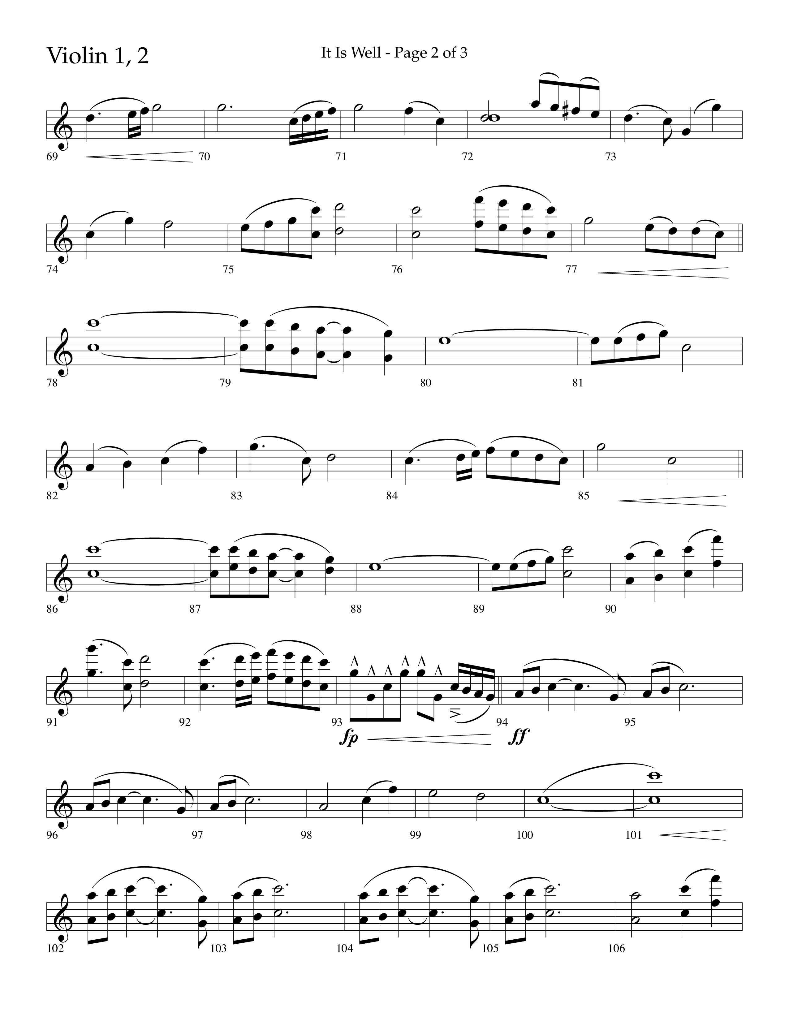 It Is Well (Choral Anthem SATB) Violin 1/2 (Lifeway Choral / Arr. Cliff Duren)