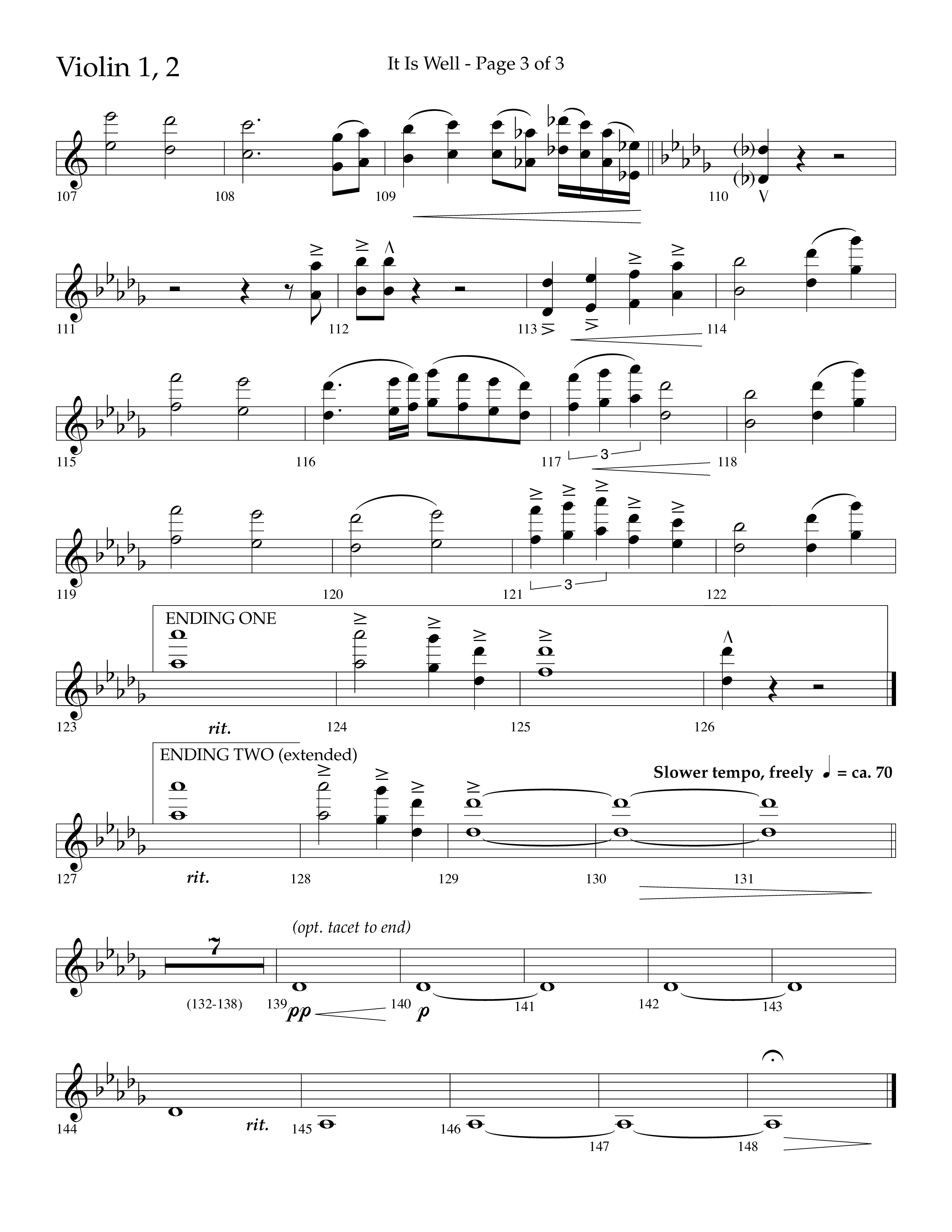 It Is Well (Choral Anthem SATB) Violin 1/2 (Lifeway Choral / Arr. Cliff Duren)