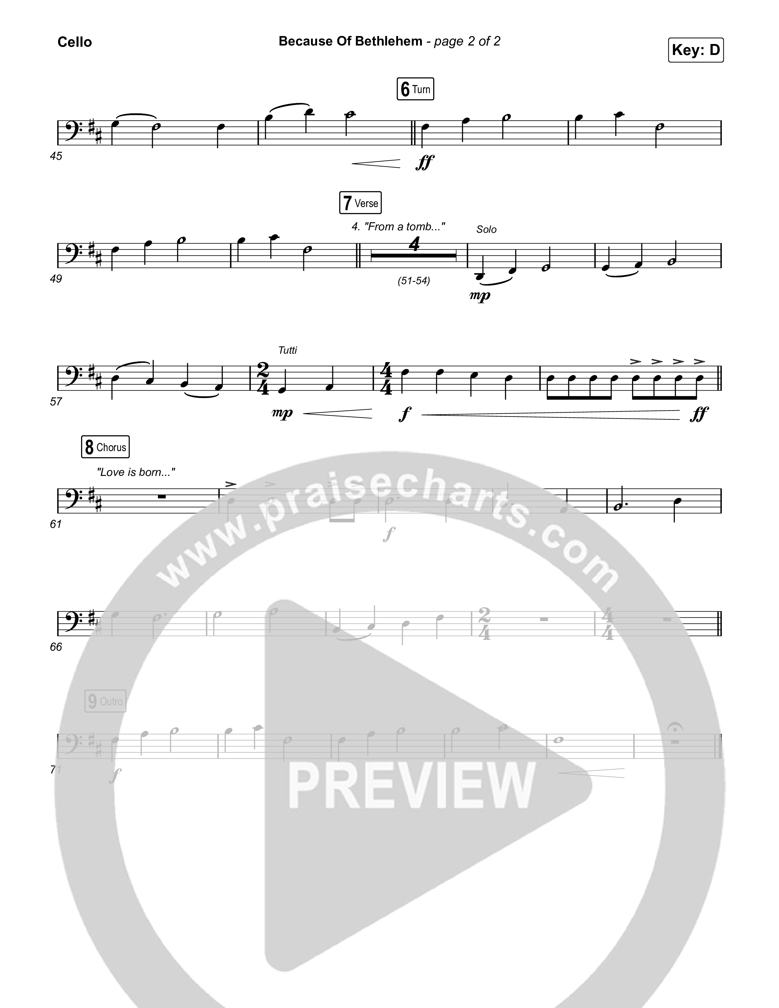 Because Of Bethlehem Cello (Matthew West)