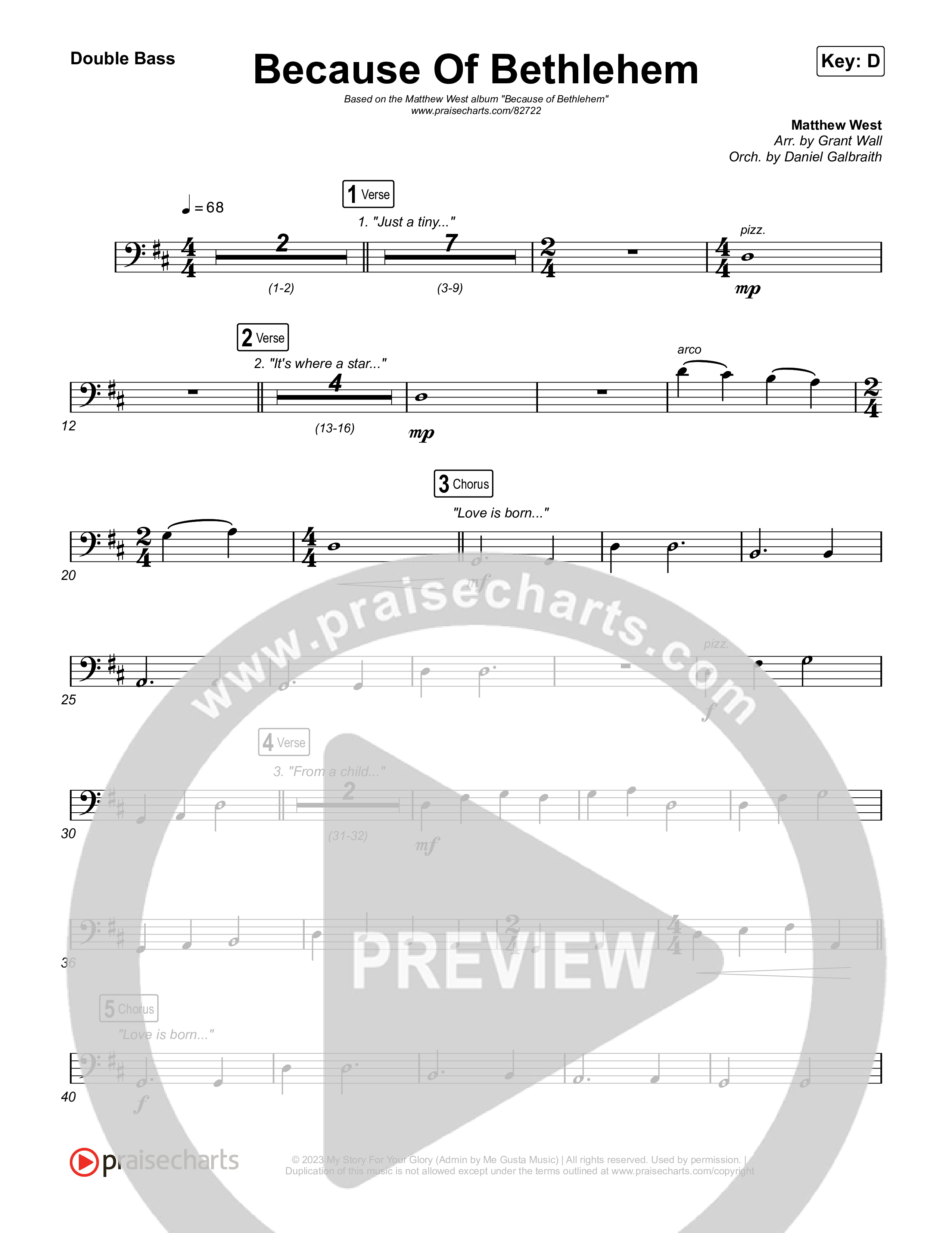 Because Of Bethlehem String Bass (Matthew West)