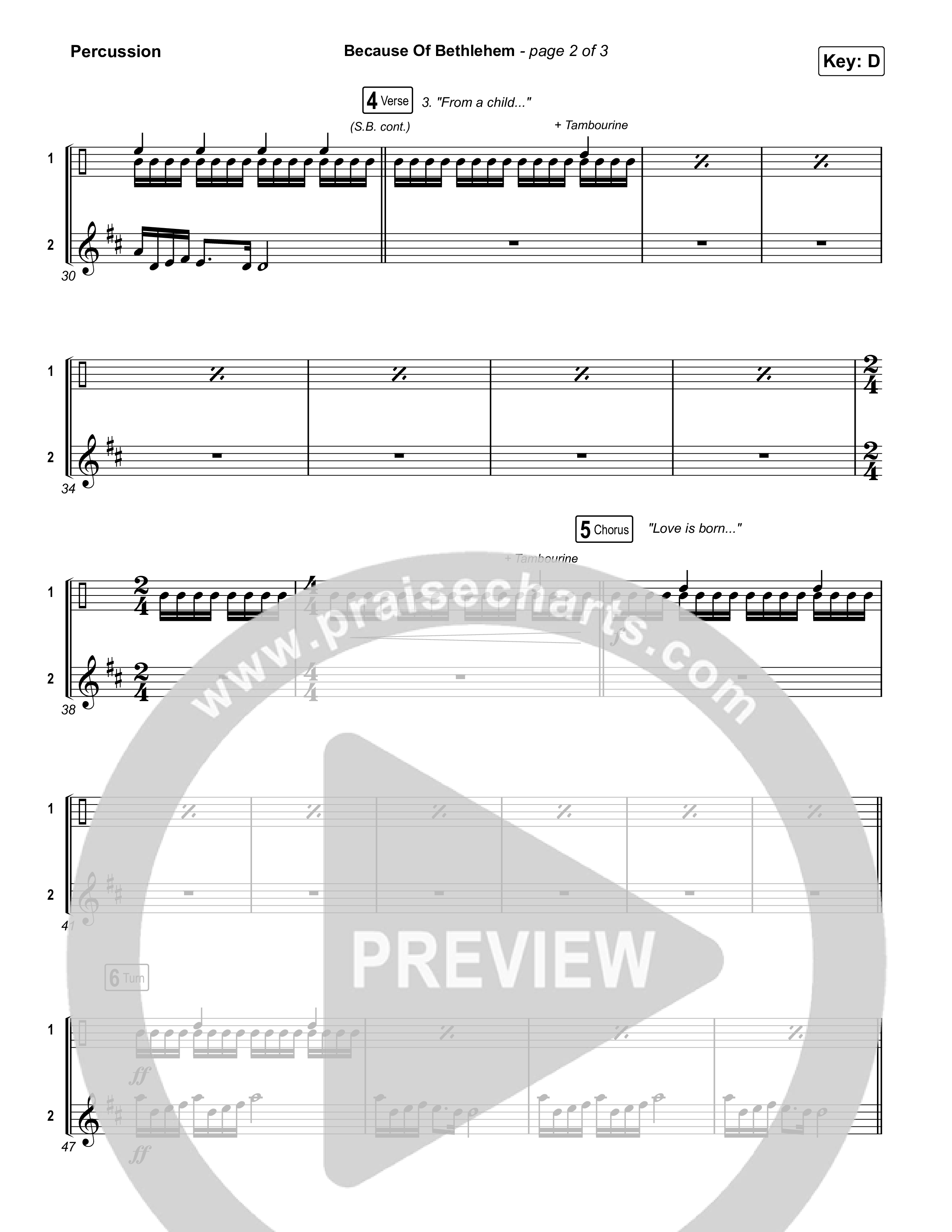 Because Of Bethlehem Percussion (Matthew West)