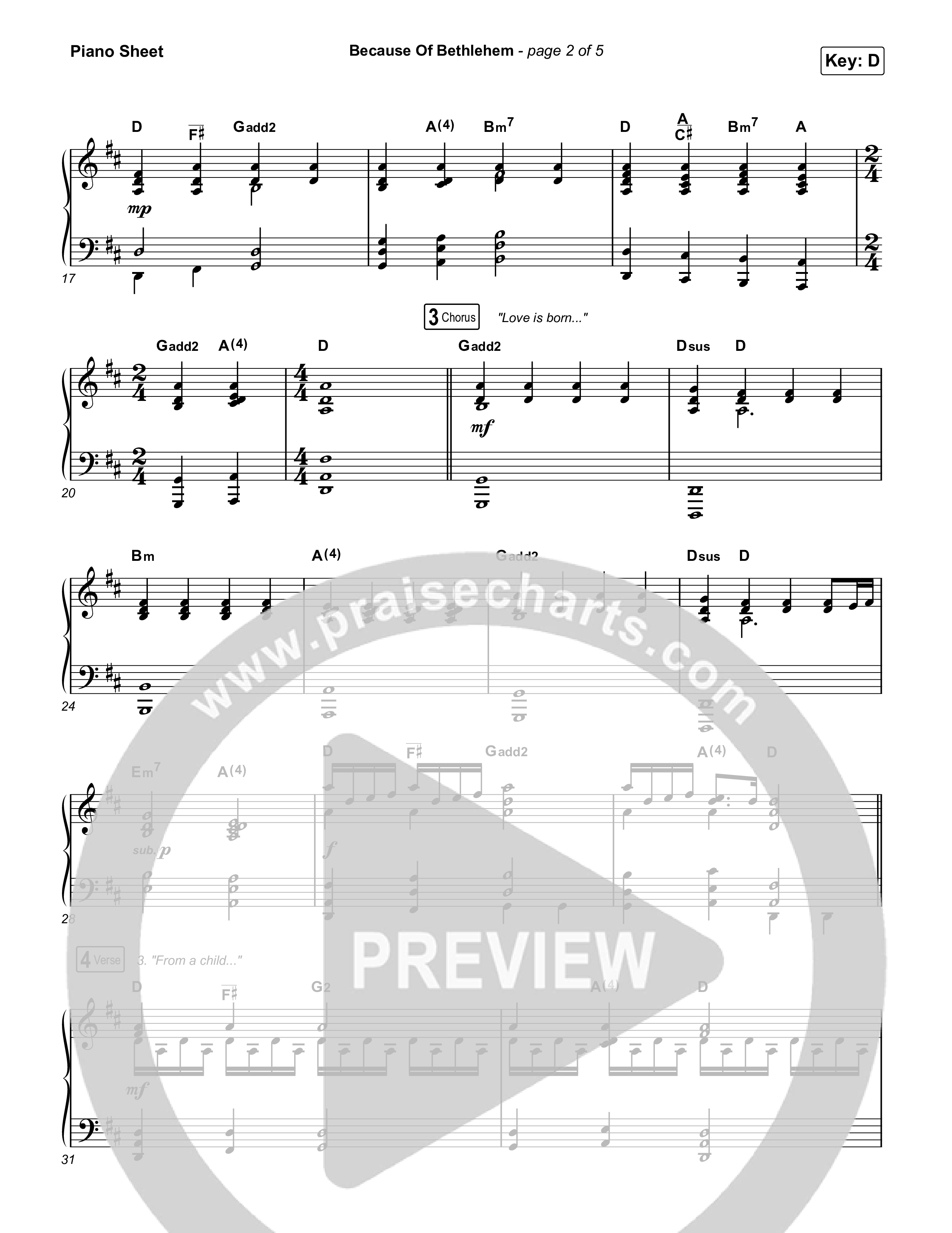 Because Of Bethlehem Piano Sheet (Matthew West)