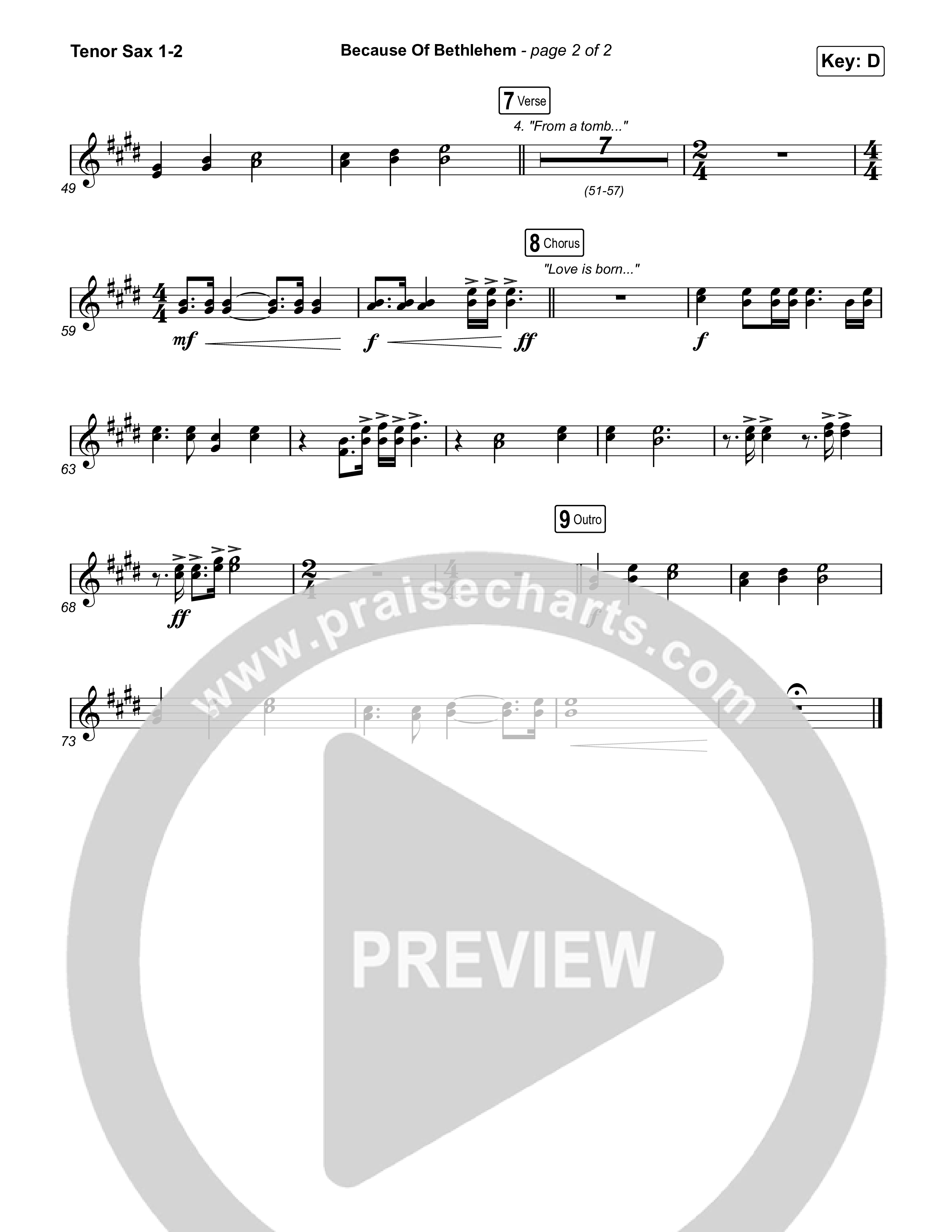 Because Of Bethlehem Tenor Sax 1,2 (Matthew West)