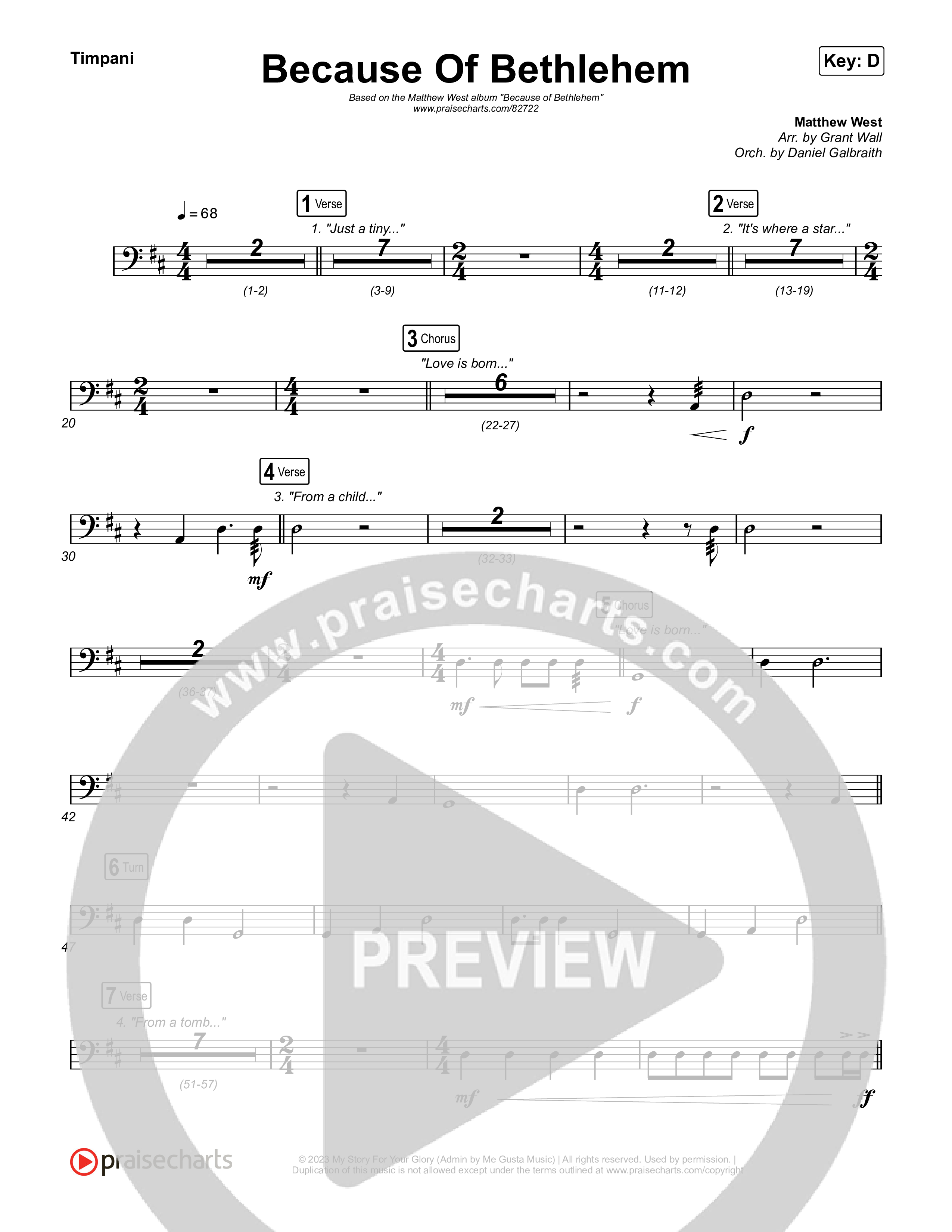 Because Of Bethlehem Timpani (Matthew West)