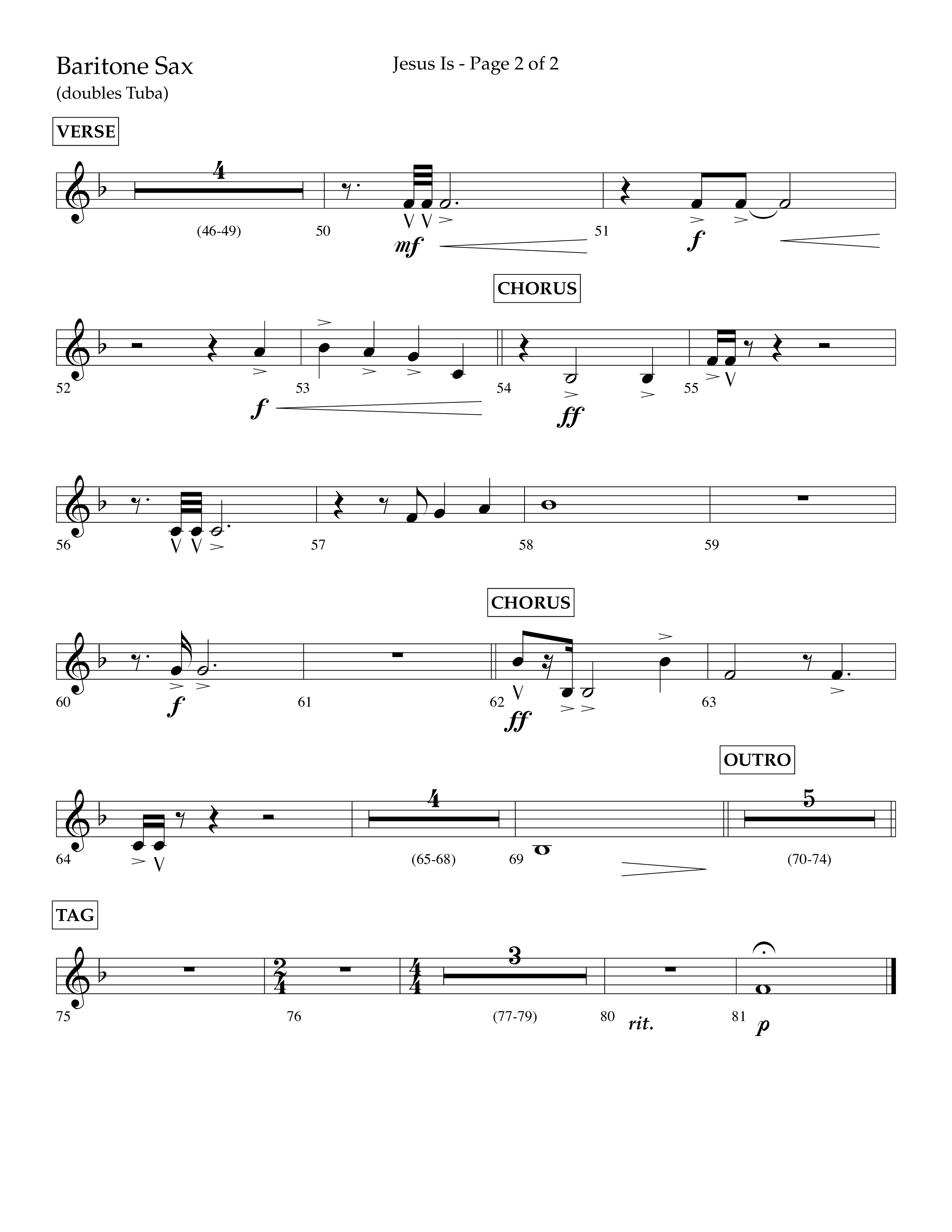 Jesus Is (Choral Anthem SATB) Bari Sax (Lifeway Choral / Arr. John Bolin / Arr. Don Koch / Orch. Cliff Duren)