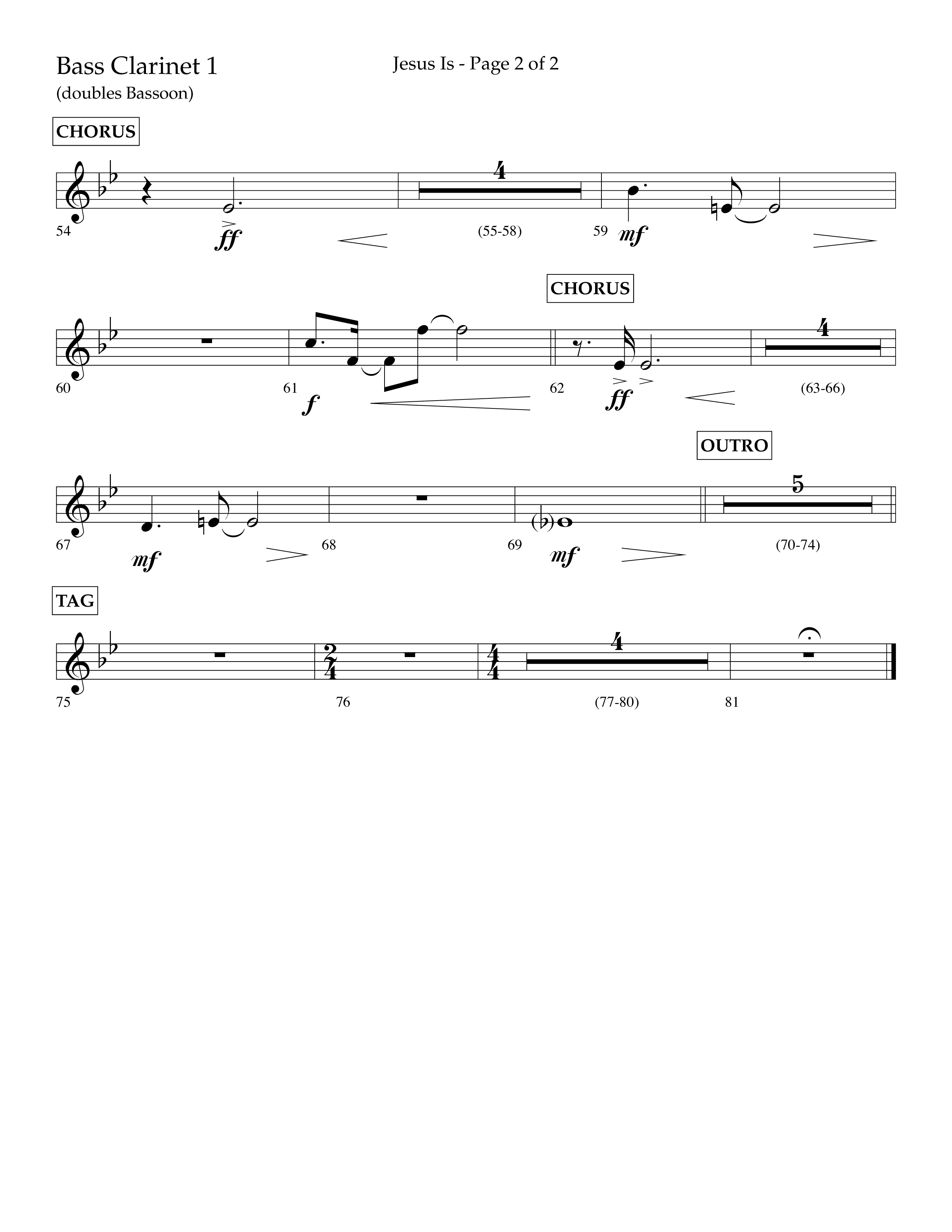 Jesus Is (Choral Anthem SATB) Bass Clarinet (Lifeway Choral / Arr. John Bolin / Arr. Don Koch / Orch. Cliff Duren)