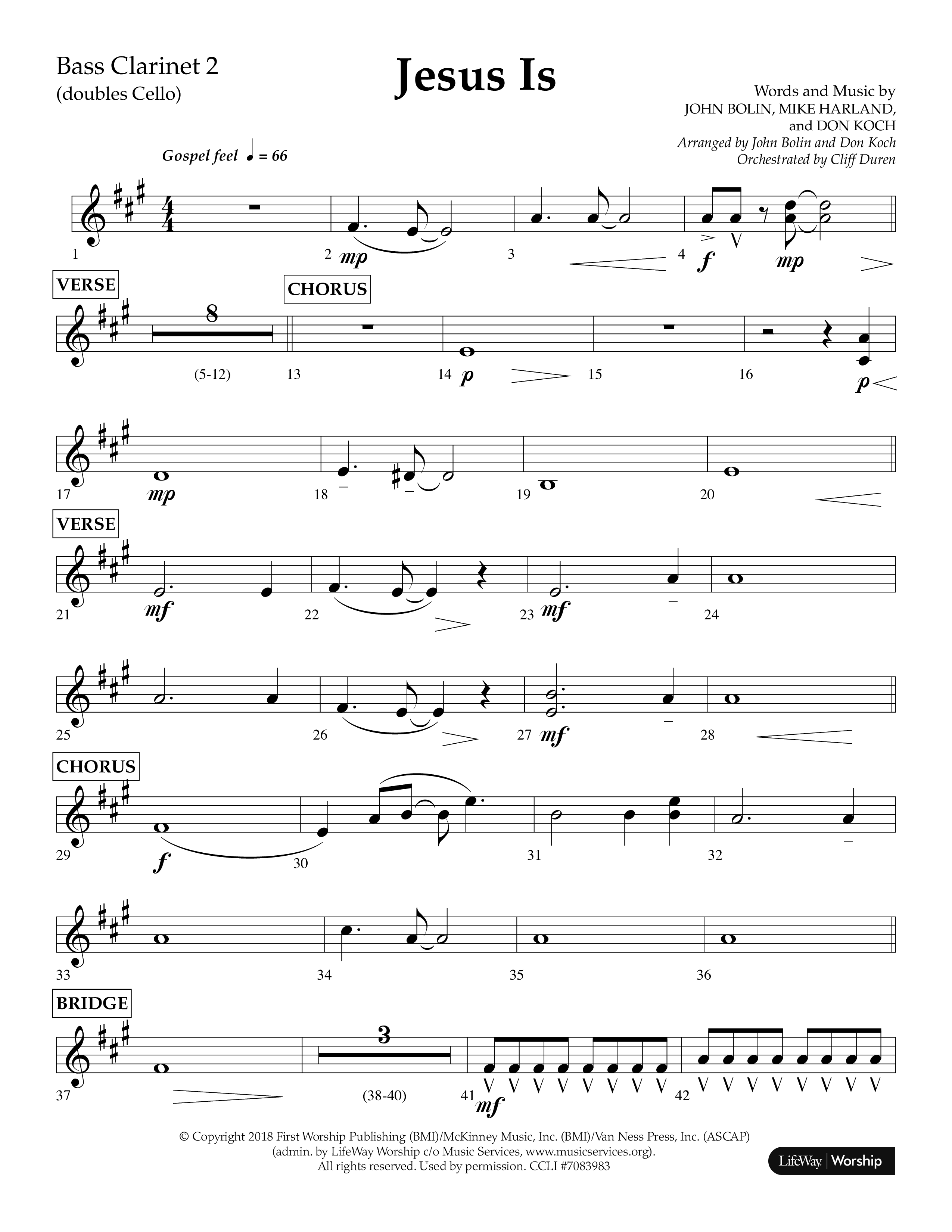 Jesus Is (Choral Anthem SATB) Bass Clarinet (Lifeway Choral / Arr. John Bolin / Arr. Don Koch / Orch. Cliff Duren)