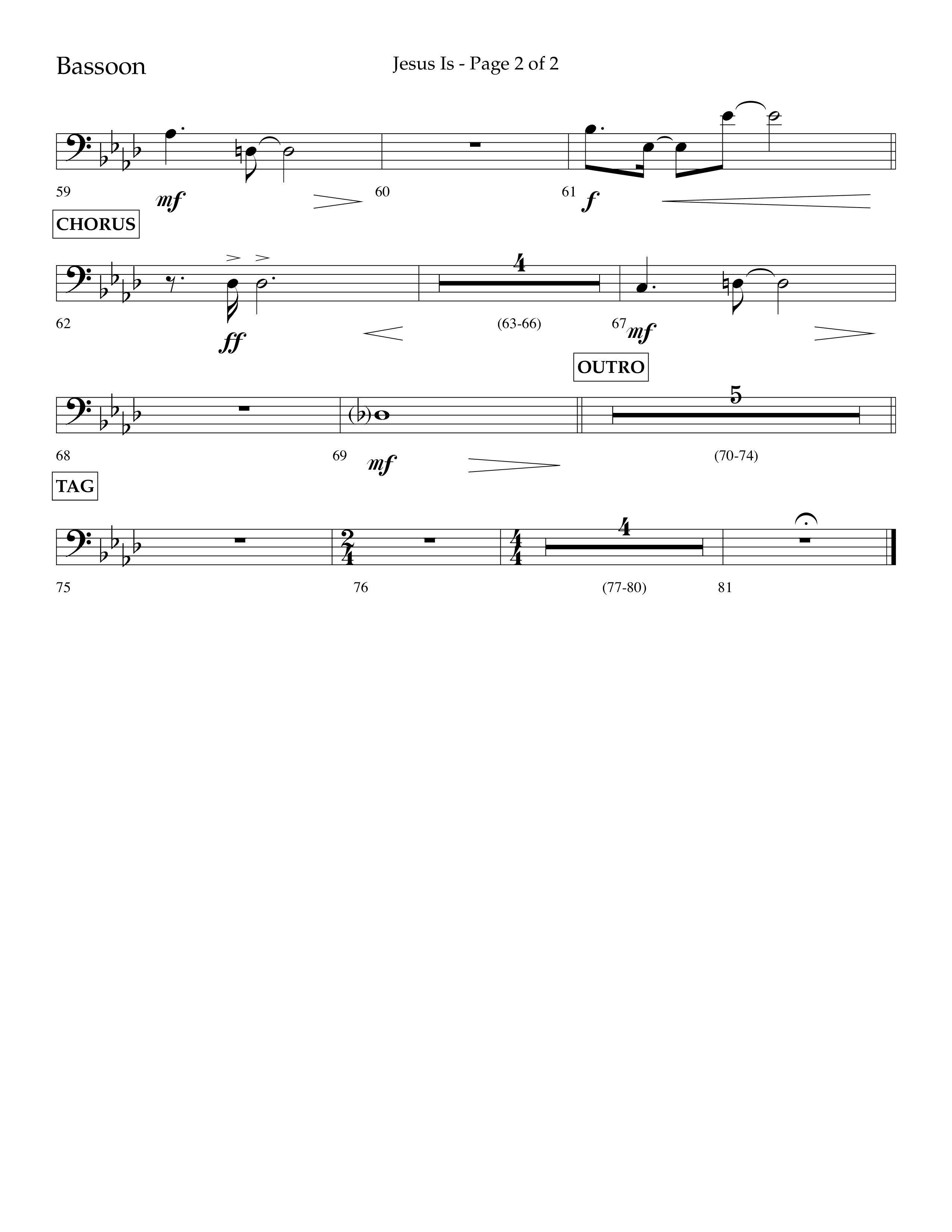 Jesus Is (Choral Anthem SATB) Bassoon (Lifeway Choral / Arr. John Bolin / Arr. Don Koch / Orch. Cliff Duren)