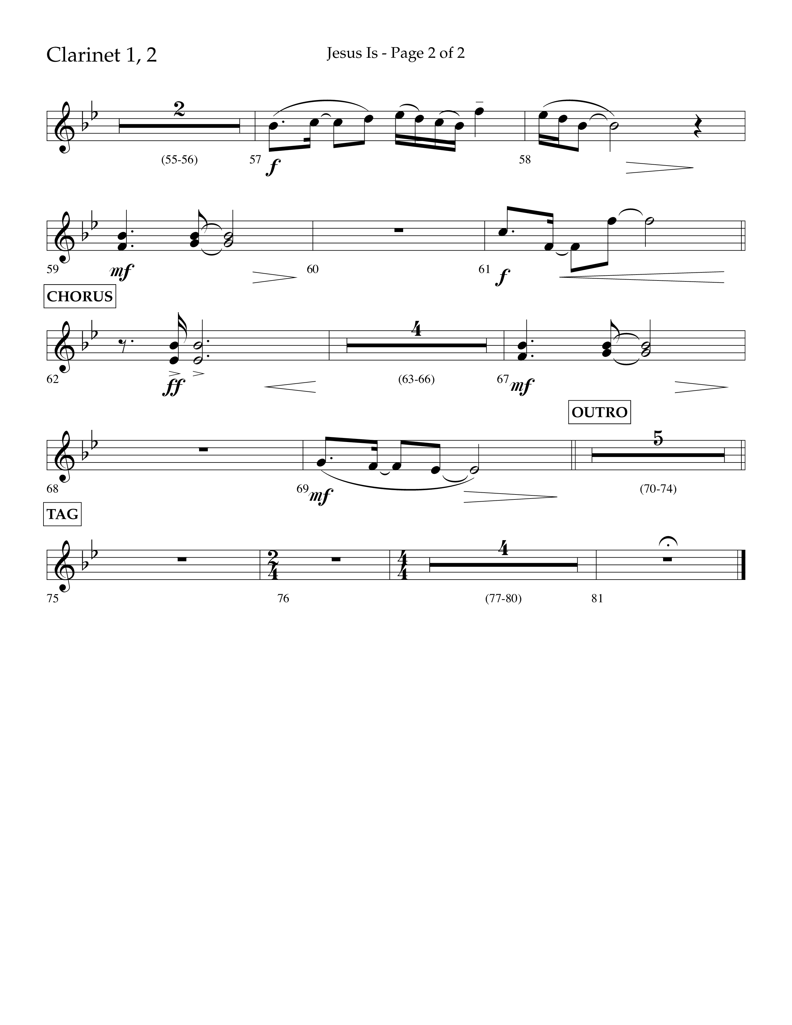Jesus Is (Choral Anthem SATB) Clarinet 1/2 (Lifeway Choral / Arr. John Bolin / Arr. Don Koch / Orch. Cliff Duren)