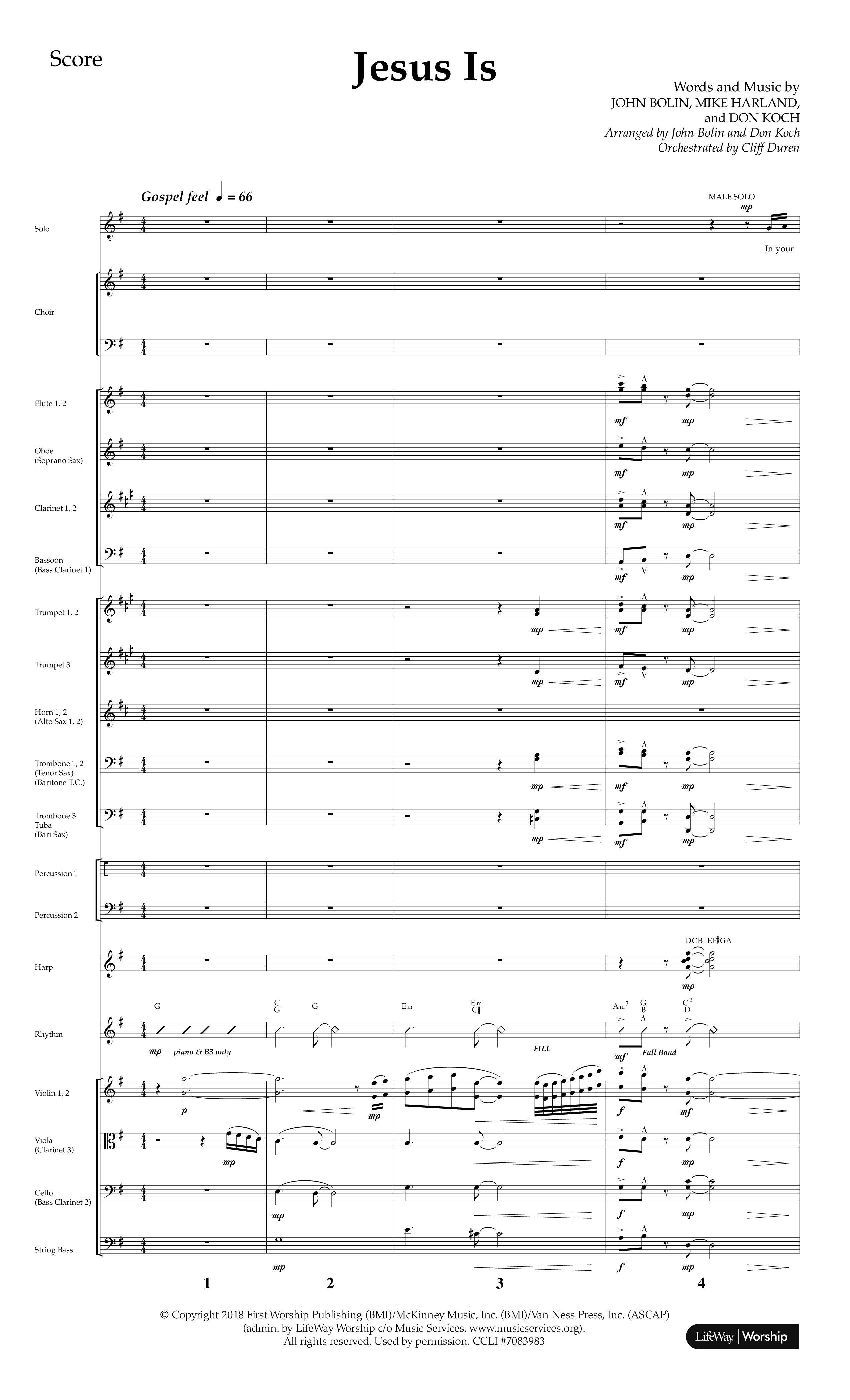 Jesus Is (Choral Anthem SATB) Conductor's Score (Lifeway Choral / Arr. John Bolin / Arr. Don Koch / Orch. Cliff Duren)