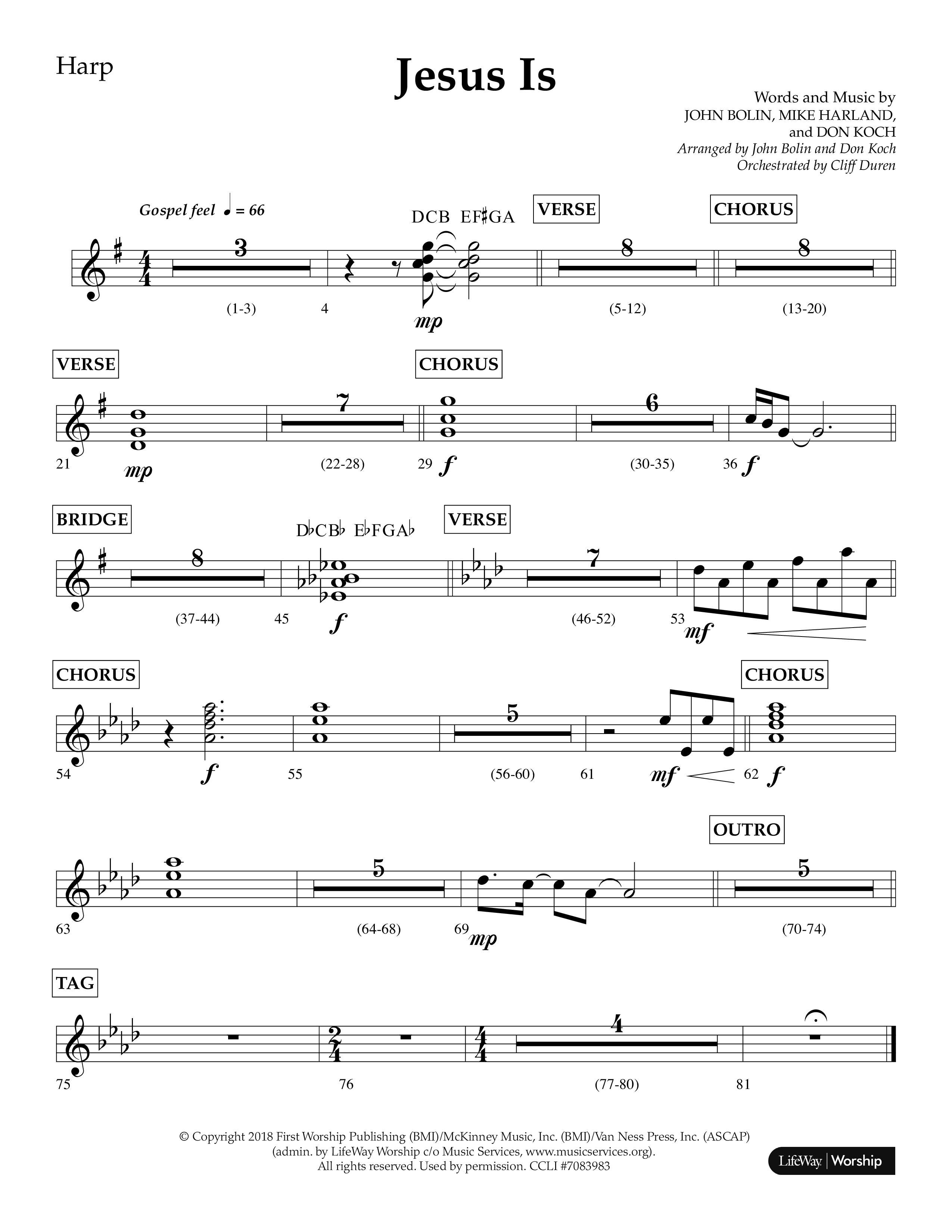 Jesus Is (Choral Anthem SATB) Harp (Lifeway Choral / Arr. John Bolin / Arr. Don Koch / Orch. Cliff Duren)