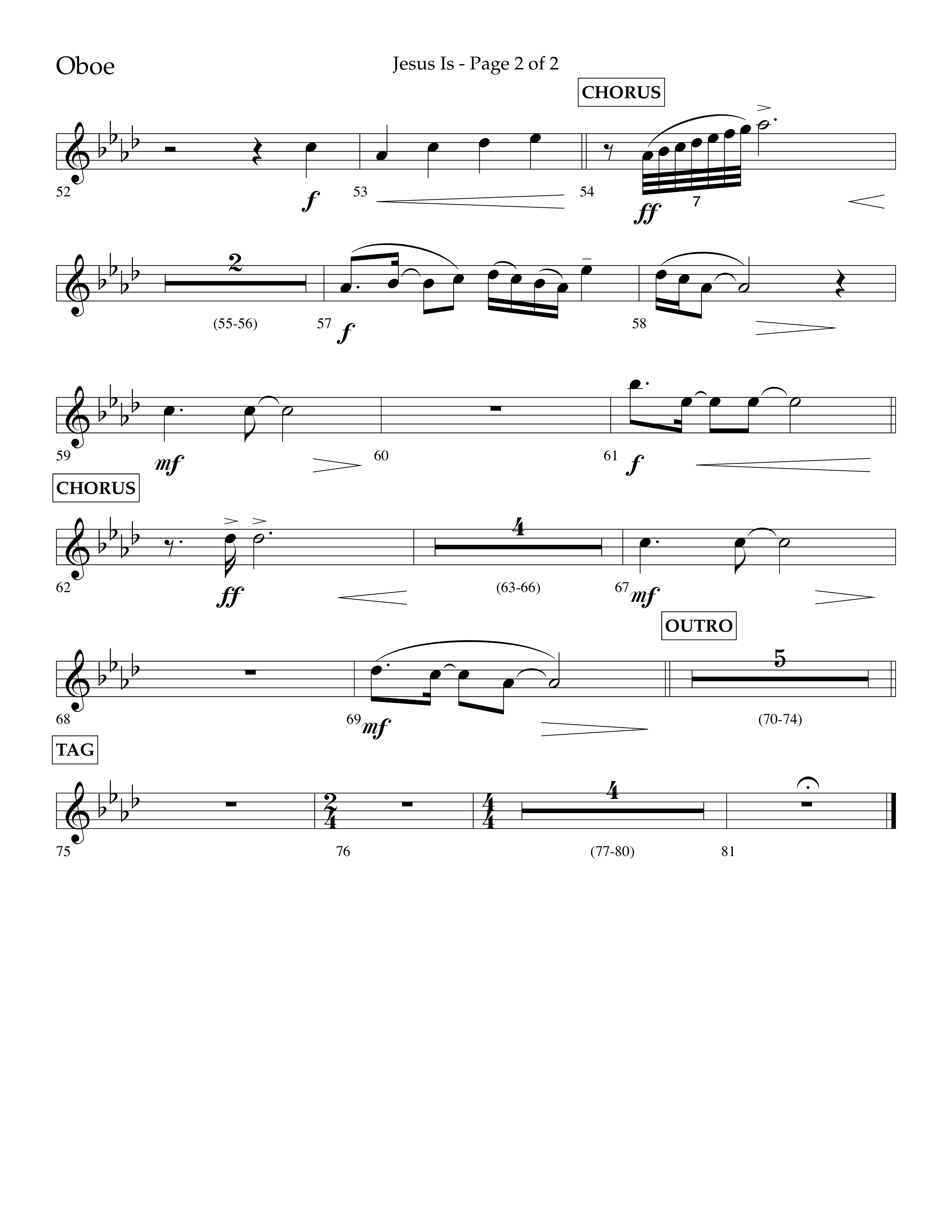 Jesus Is (Choral Anthem SATB) Oboe (Lifeway Choral / Arr. John Bolin / Arr. Don Koch / Orch. Cliff Duren)