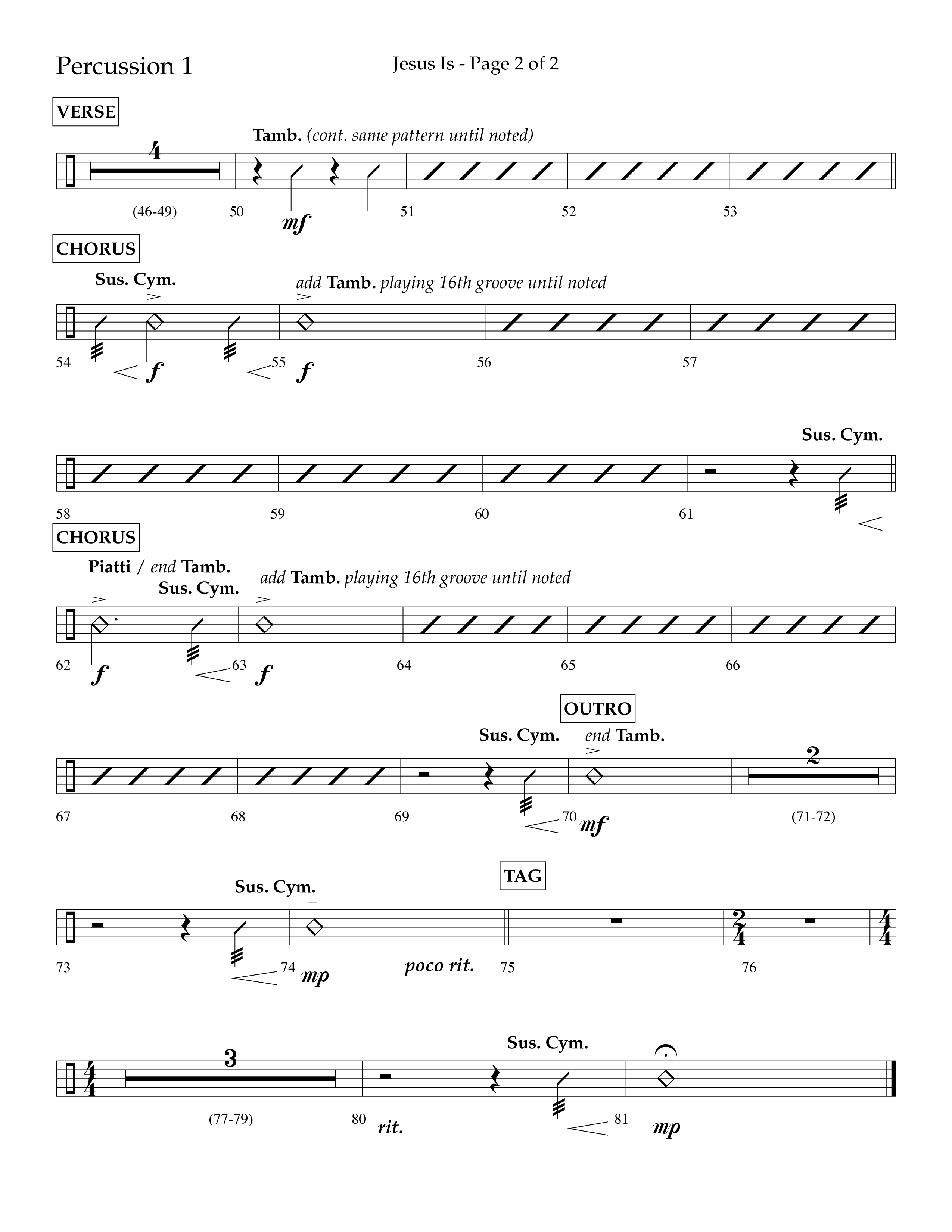Jesus Is (Choral Anthem SATB) Percussion 1/2 (Lifeway Choral / Arr. John Bolin / Arr. Don Koch / Orch. Cliff Duren)