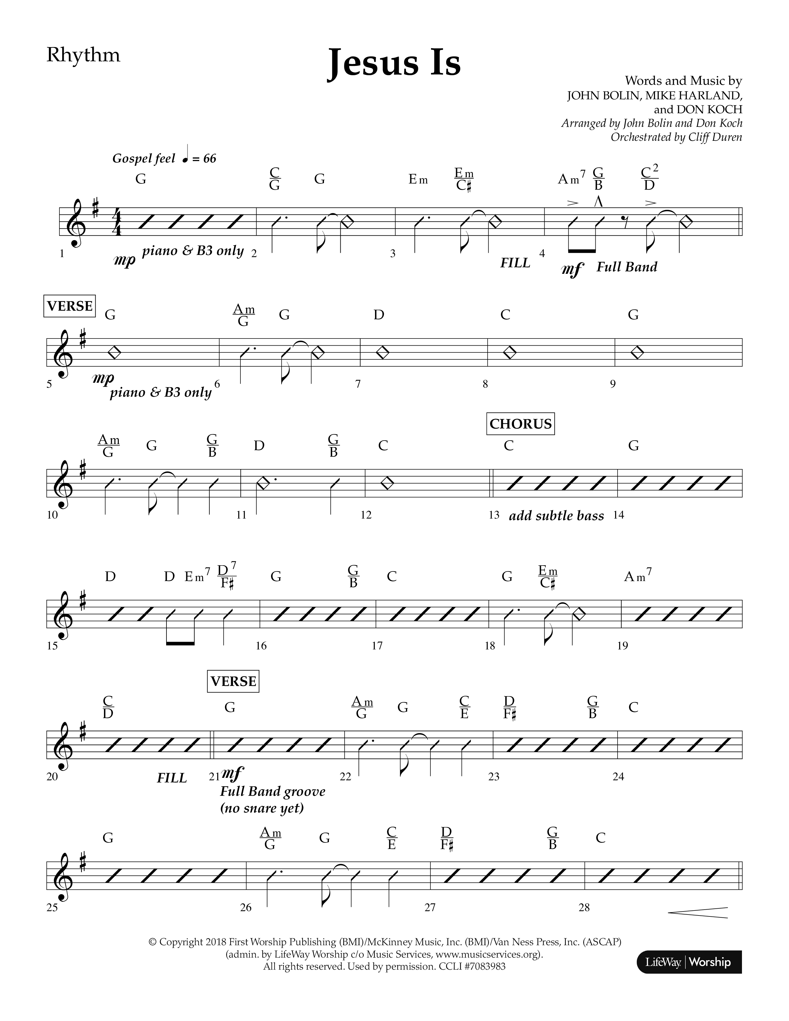 Jesus Is (Choral Anthem SATB) Lead Melody & Rhythm (Lifeway Choral / Arr. John Bolin / Arr. Don Koch / Orch. Cliff Duren)