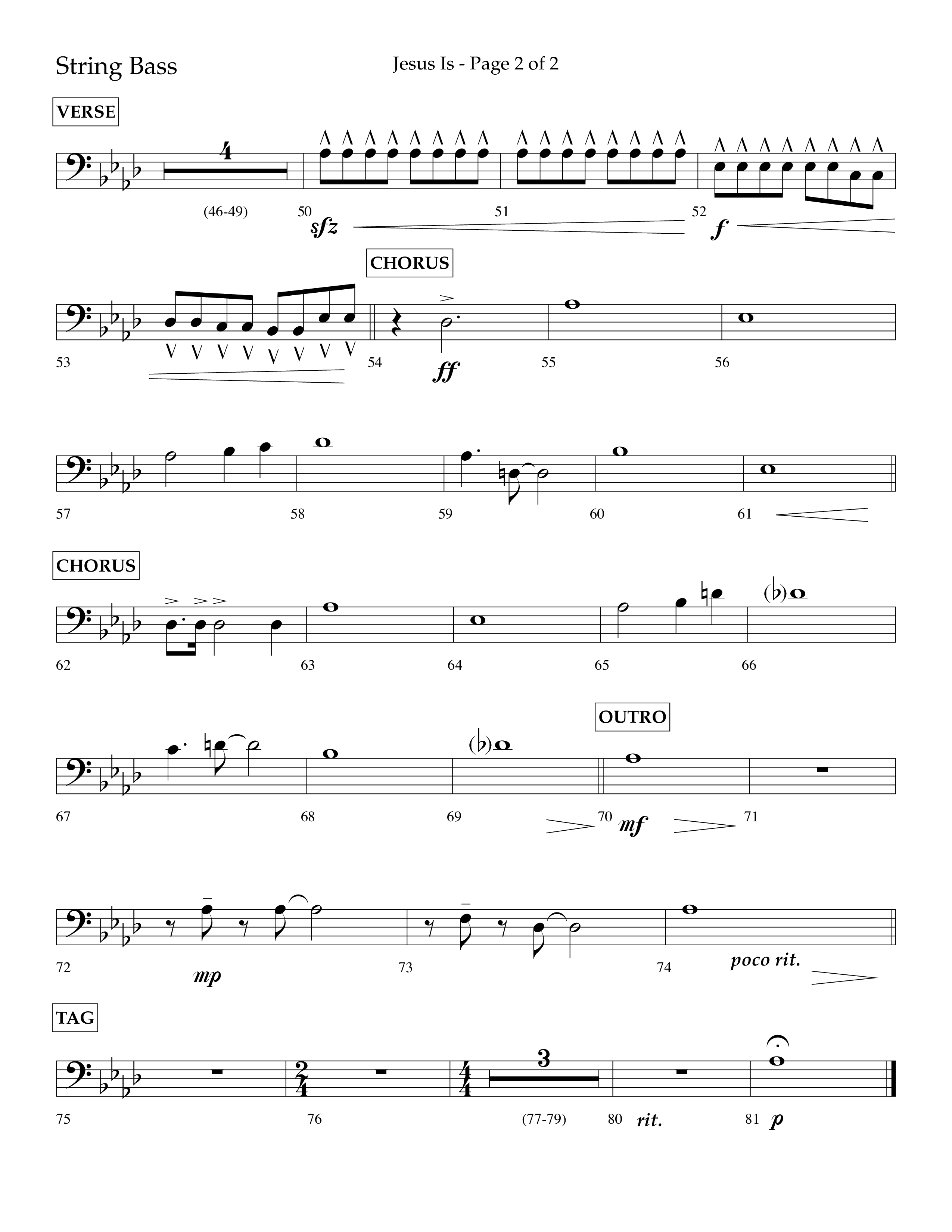 Jesus Is (Choral Anthem SATB) String Bass (Lifeway Choral / Arr. John Bolin / Arr. Don Koch / Orch. Cliff Duren)