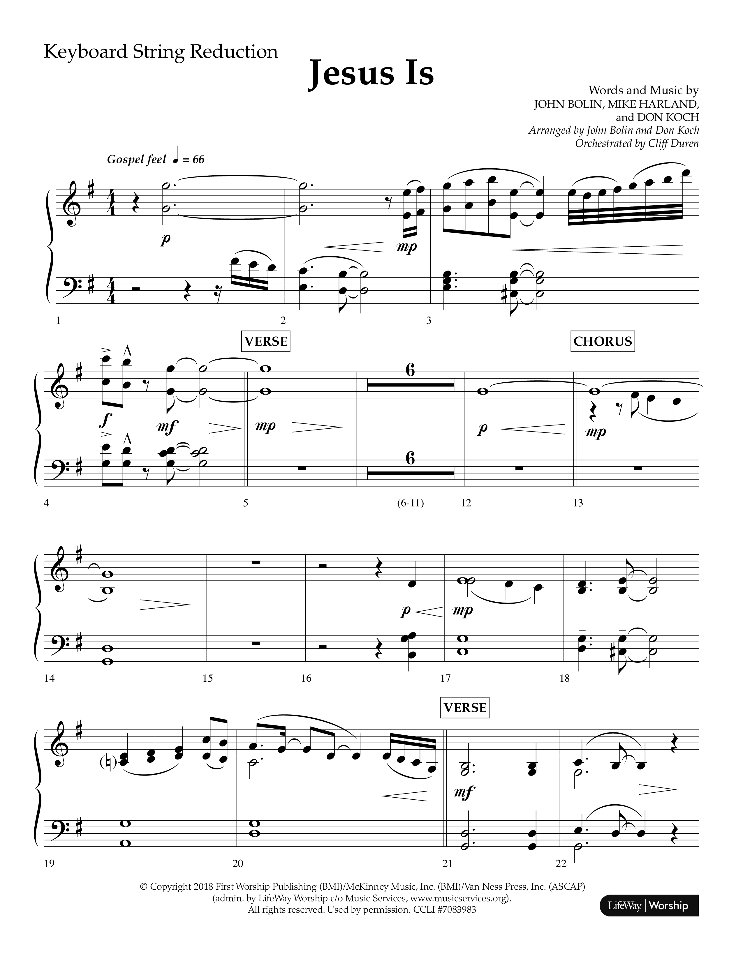 Jesus Is (Choral Anthem SATB) String Reduction (Lifeway Choral / Arr. John Bolin / Arr. Don Koch / Orch. Cliff Duren)