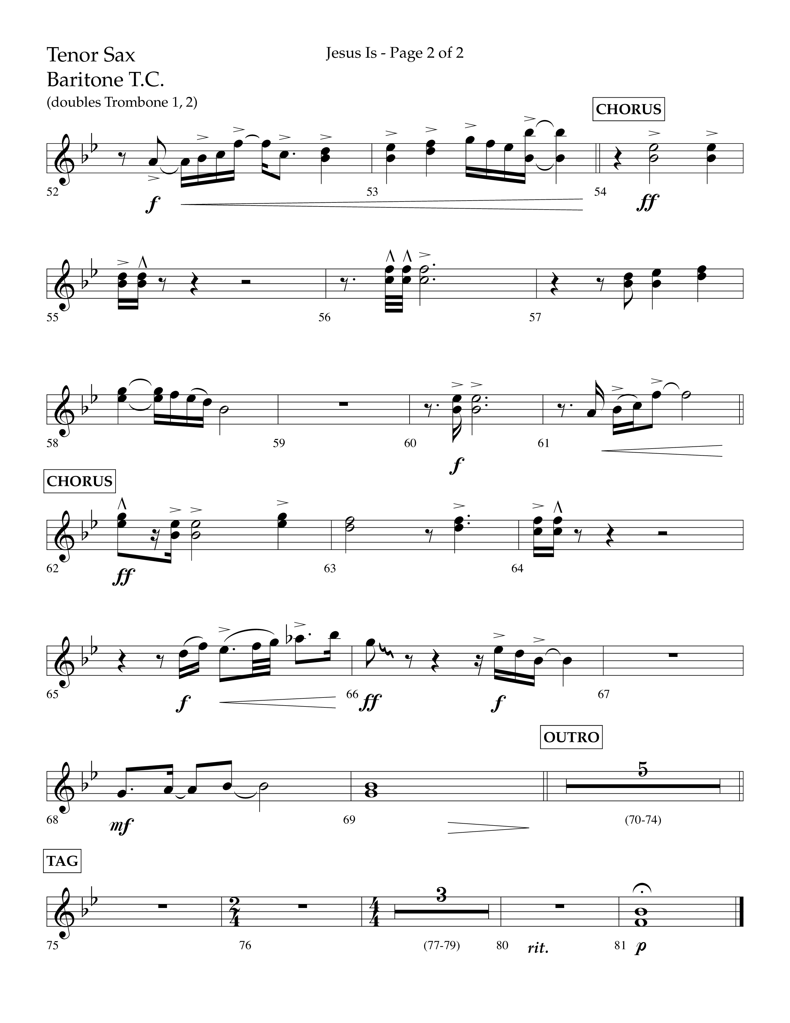 Jesus Is (Choral Anthem SATB) Tenor Sax/Baritone T.C. (Lifeway Choral / Arr. John Bolin / Arr. Don Koch / Orch. Cliff Duren)