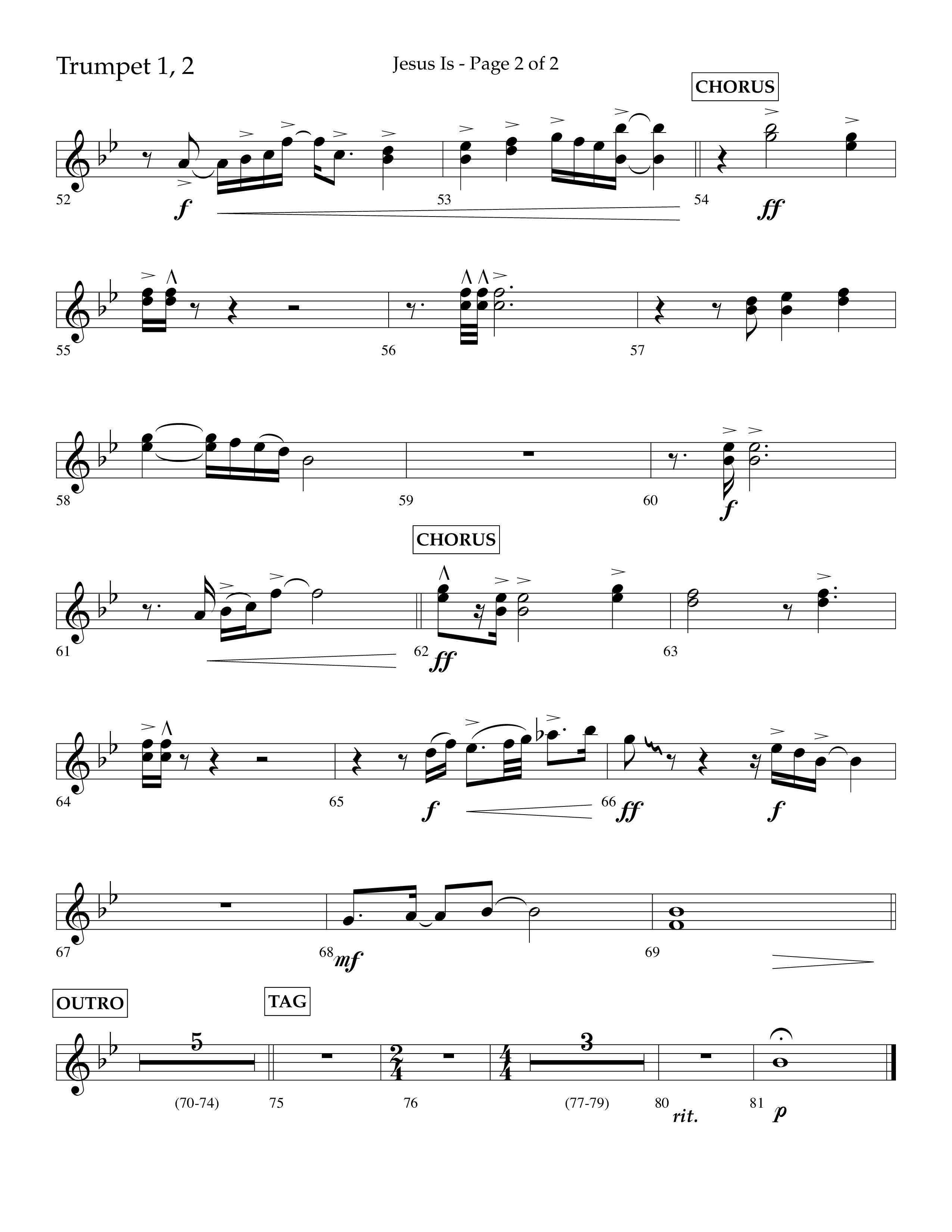 Jesus Is (Choral Anthem SATB) Trumpet 1,2 (Lifeway Choral / Arr. John Bolin / Arr. Don Koch / Orch. Cliff Duren)