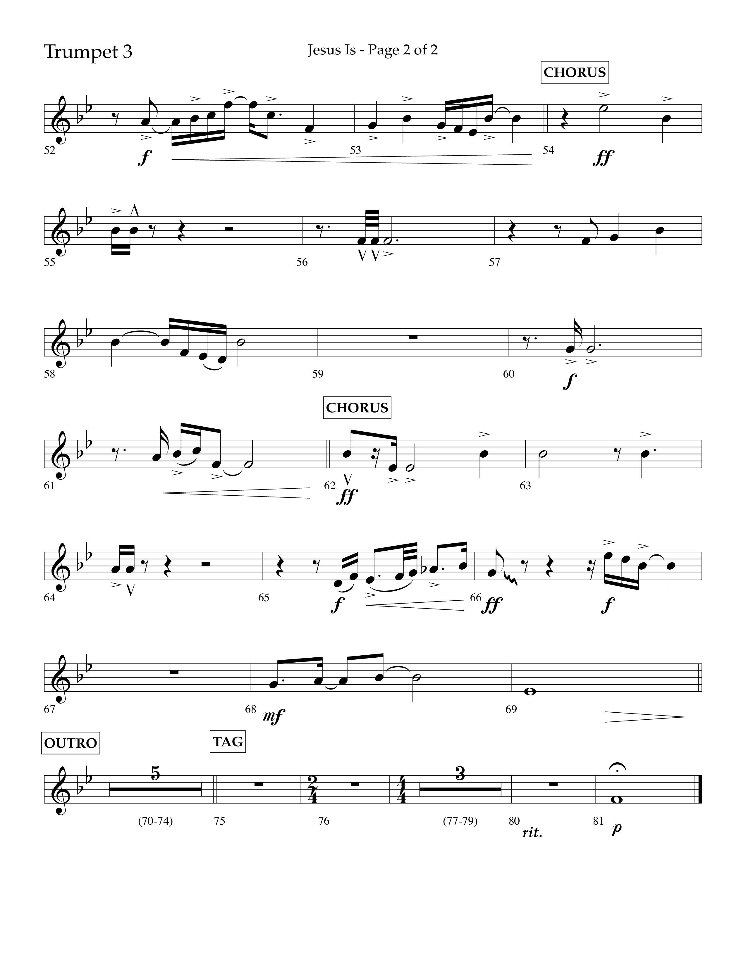Jesus Is (Choral Anthem SATB) Trumpet 3 (Lifeway Choral / Arr. John Bolin / Arr. Don Koch / Orch. Cliff Duren)