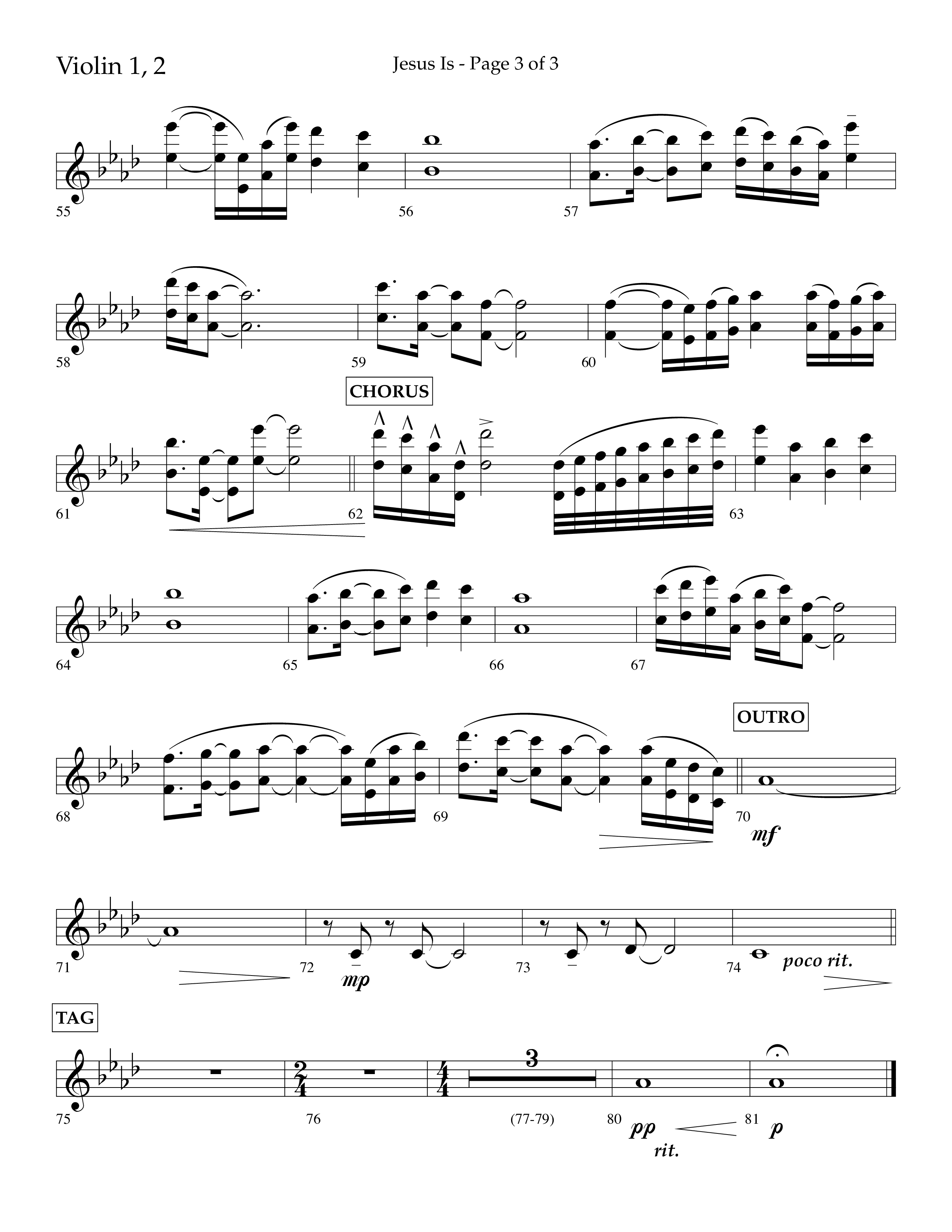 Jesus Is (Choral Anthem SATB) Violin 1/2 (Lifeway Choral / Arr. John Bolin / Arr. Don Koch / Orch. Cliff Duren)