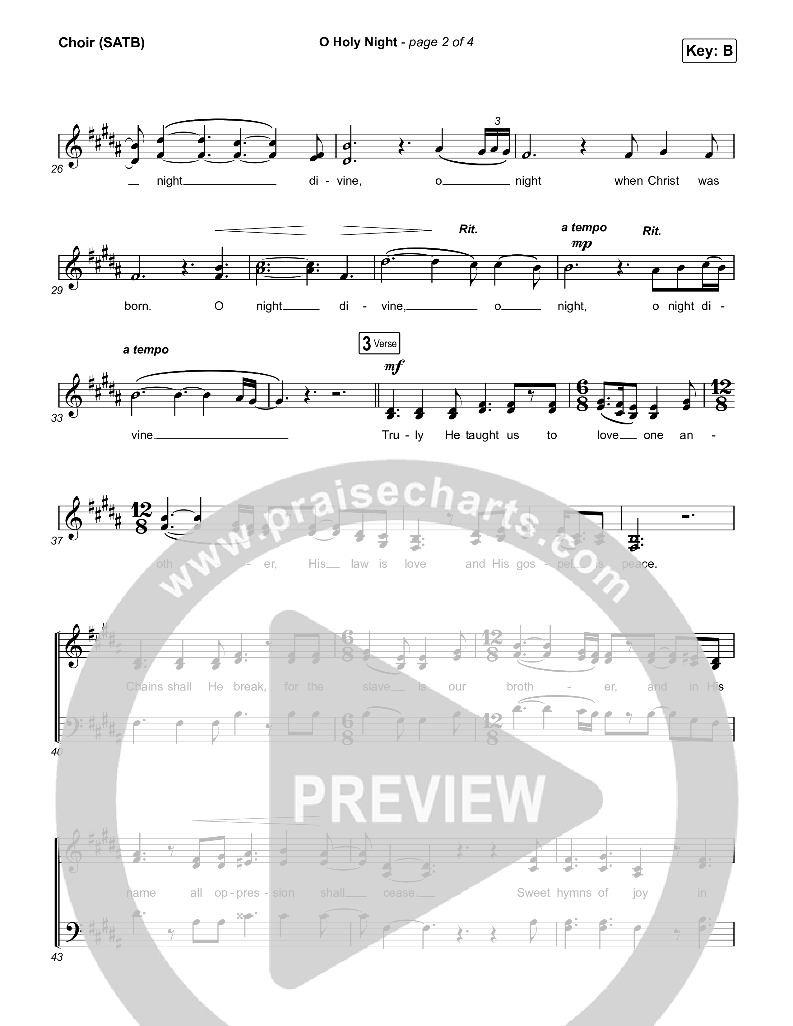 O Holy Night Vocal Sheet (SATB) (Selah)