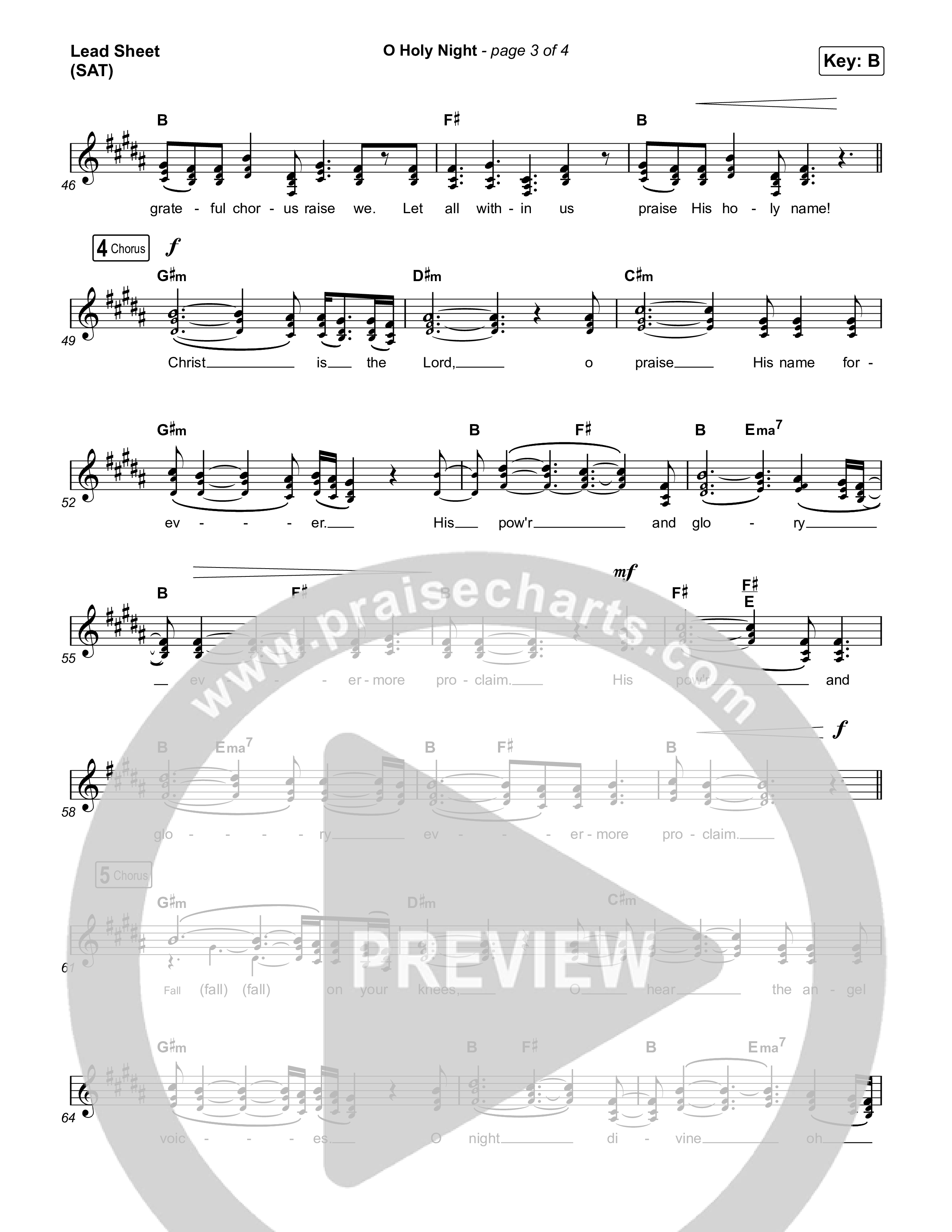 O Holy Night Lead Sheet (SAT) (Selah)