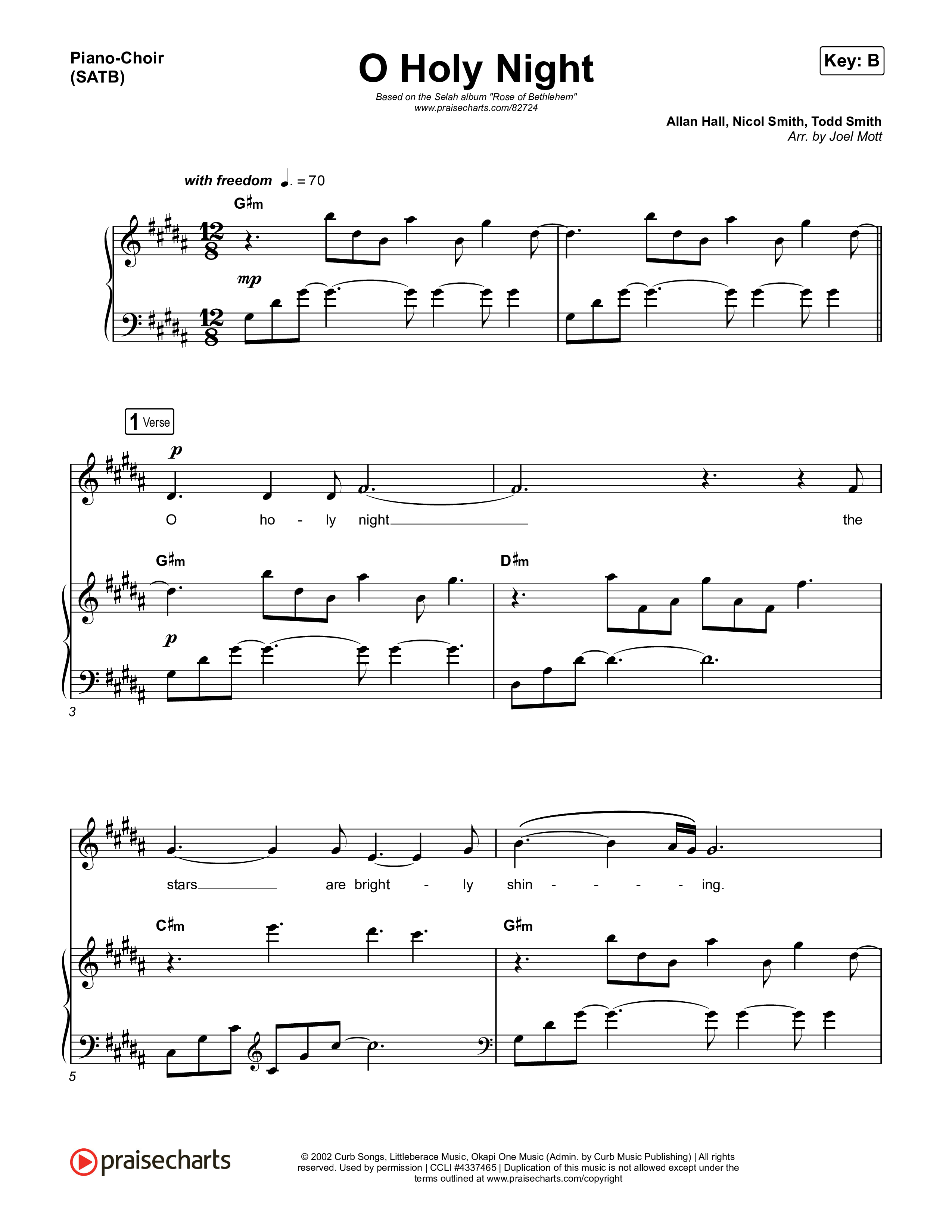 O Holy Night Piano/Vocal (SATB) (Selah)