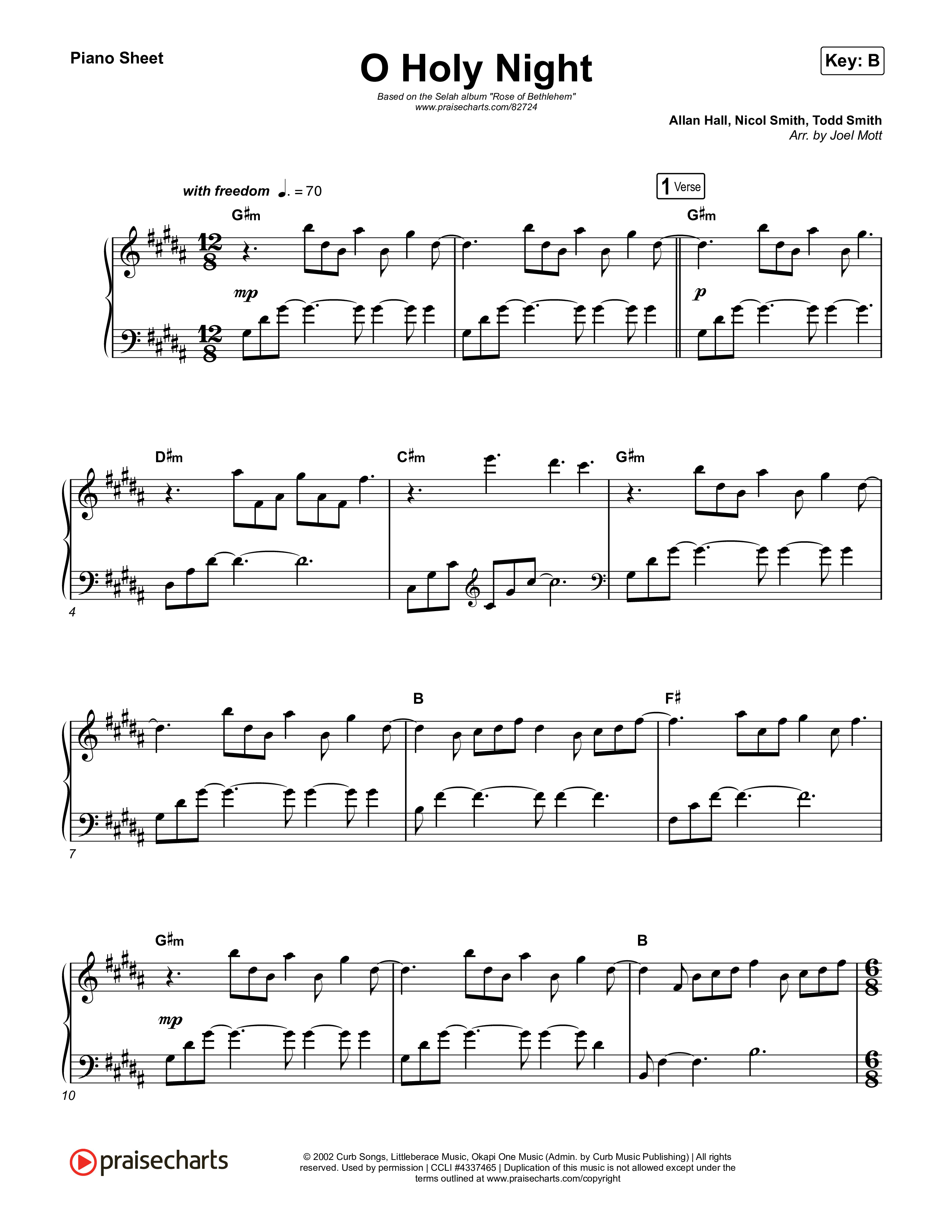 O Holy Night Piano Sheet (Selah)