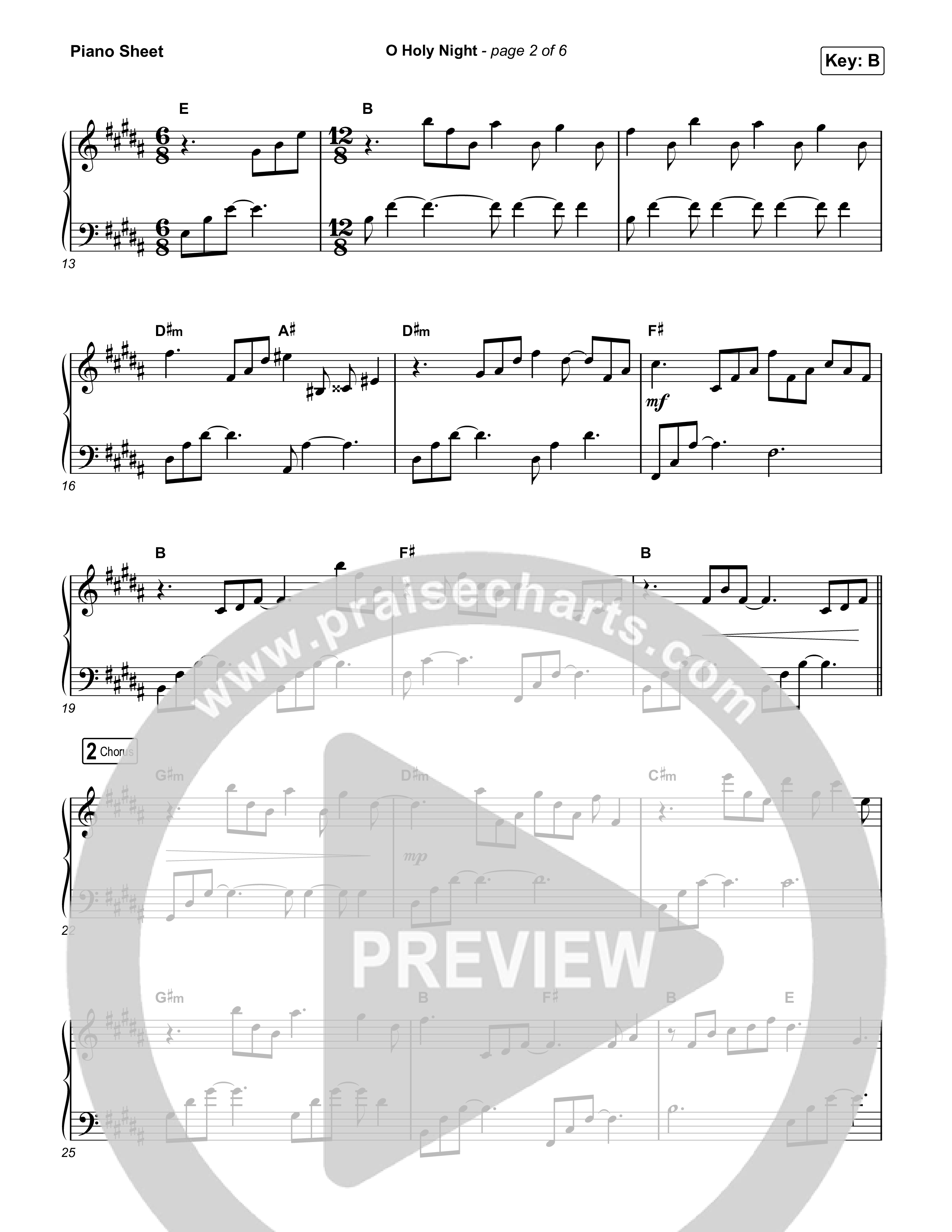 O Holy Night Piano Sheet (Selah)