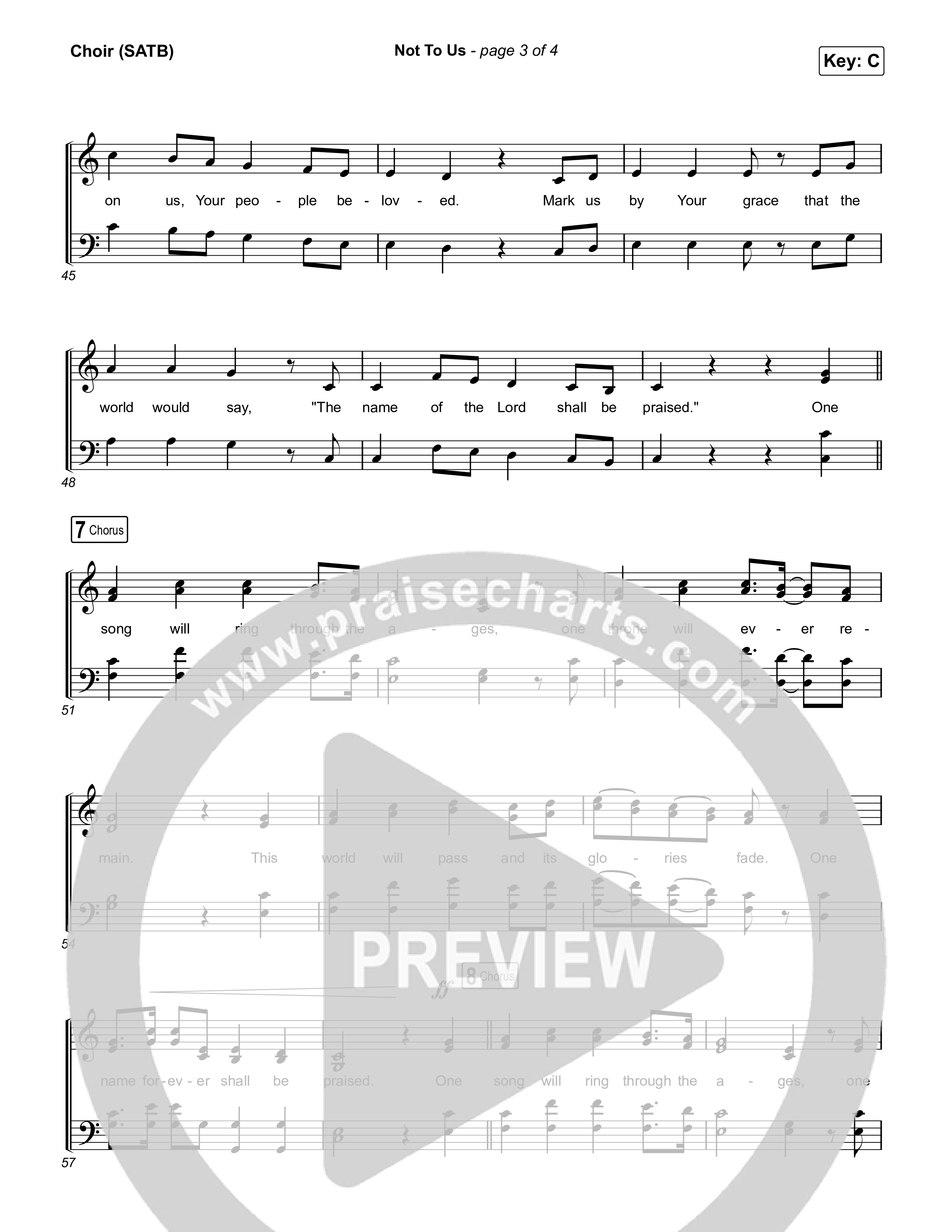 Not to Us (One Name Forever Shall Be Praised) Choir Sheet (SATB) (Matt Papa / Matt Boswell / Matt Redman)