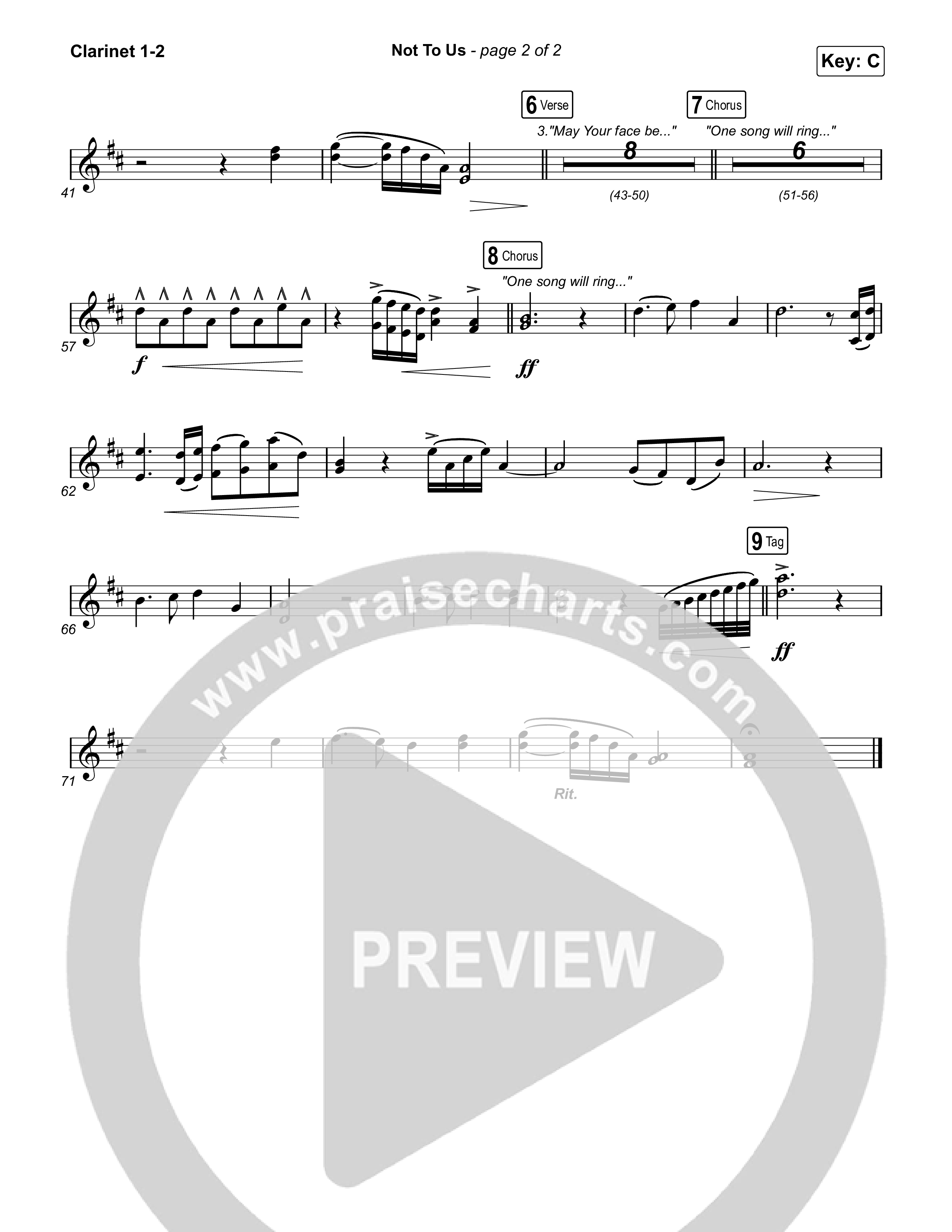 Not to Us (One Name Forever Shall Be Praised) Clarinet 1,2 (Matt Papa / Matt Boswell / Matt Redman)