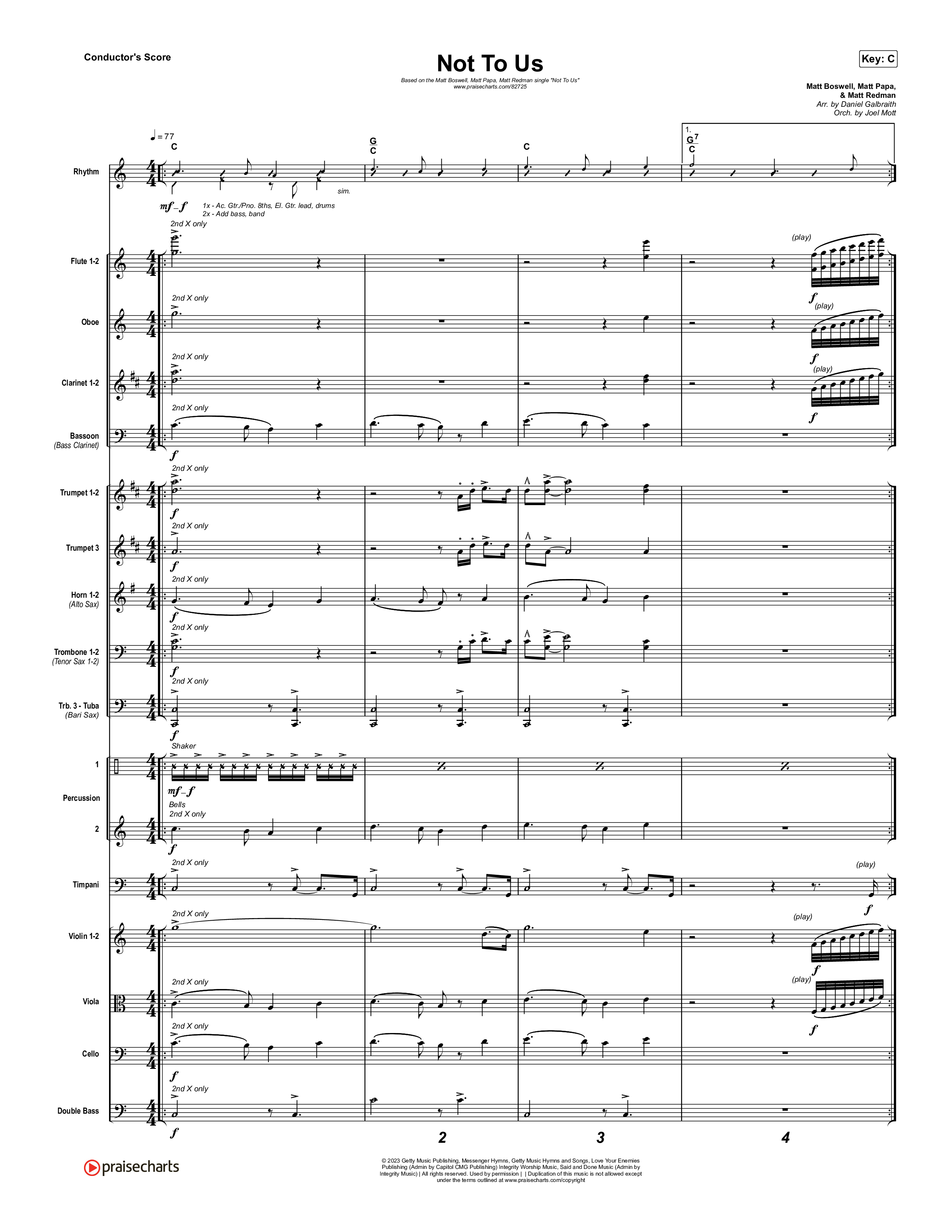 Not to Us (One Name Forever Shall Be Praised) Conductor's Score (Matt Papa / Matt Boswell / Matt Redman)