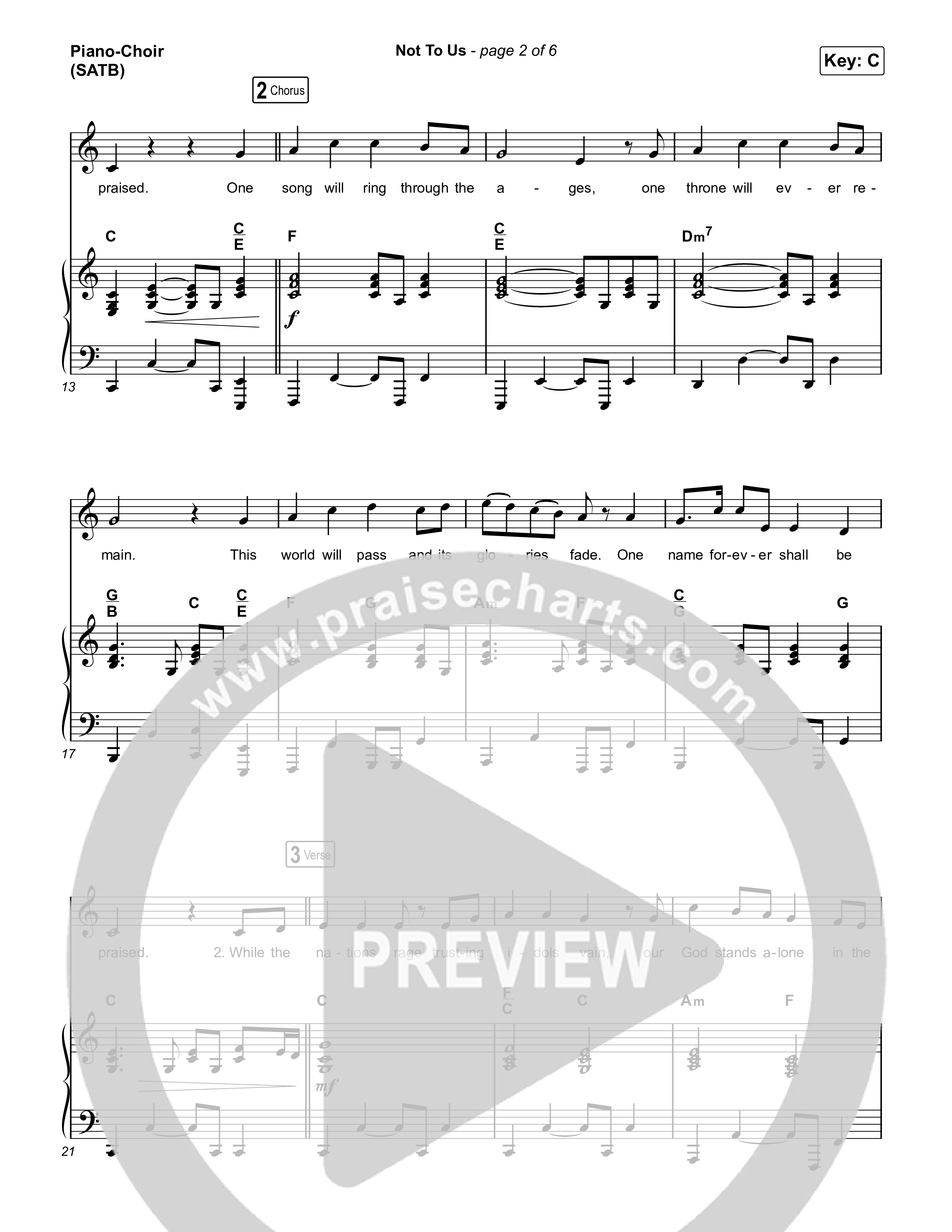Not to Us (One Name Forever Shall Be Praised) Piano/Vocal (SATB) (Matt Papa / Matt Boswell / Matt Redman)