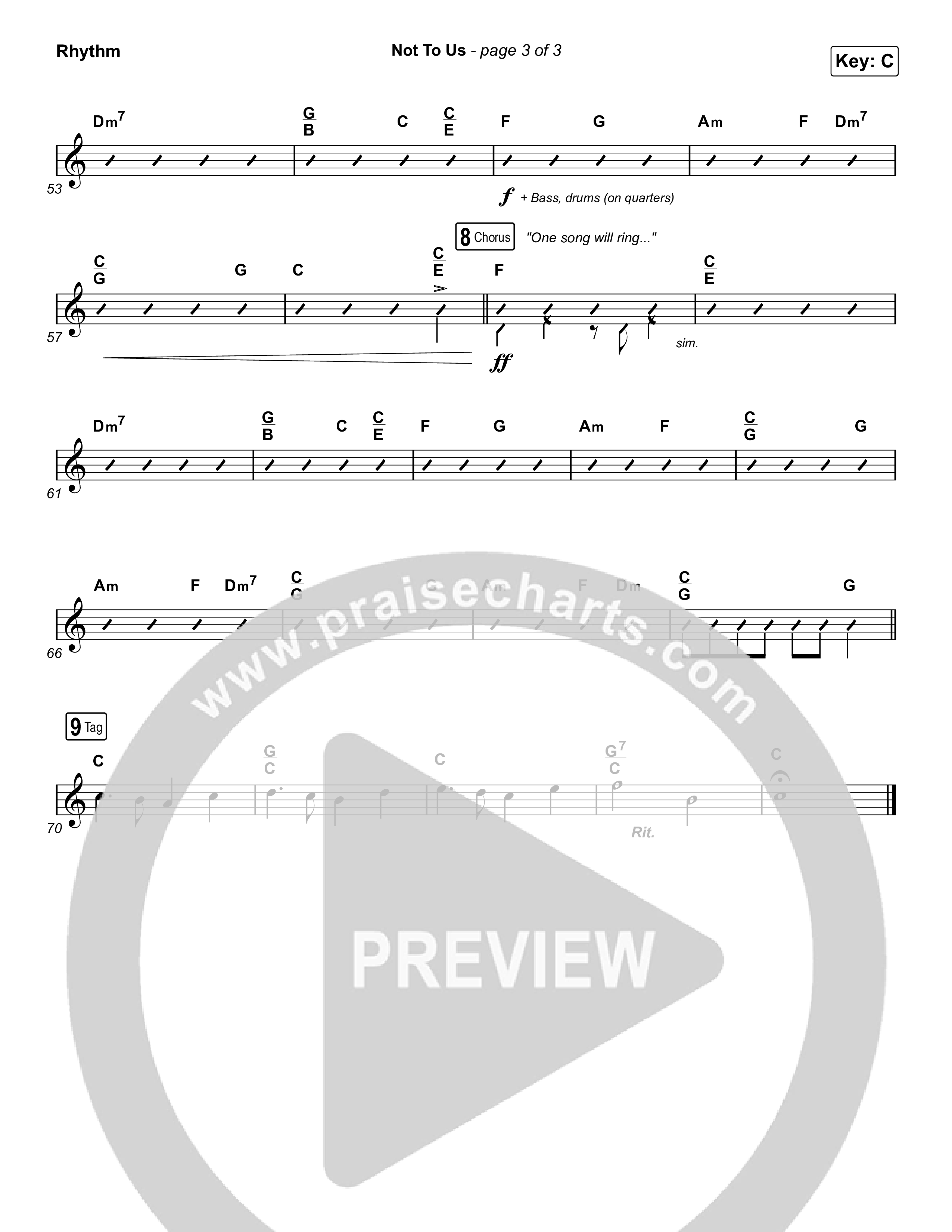 Not to Us (One Name Forever Shall Be Praised) Rhythm Chart (Matt Papa / Matt Boswell / Matt Redman)