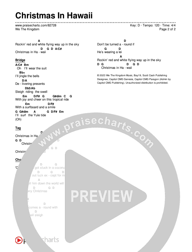 Christmas In Hawaii Chords & Lyrics (We The Kingdom)
