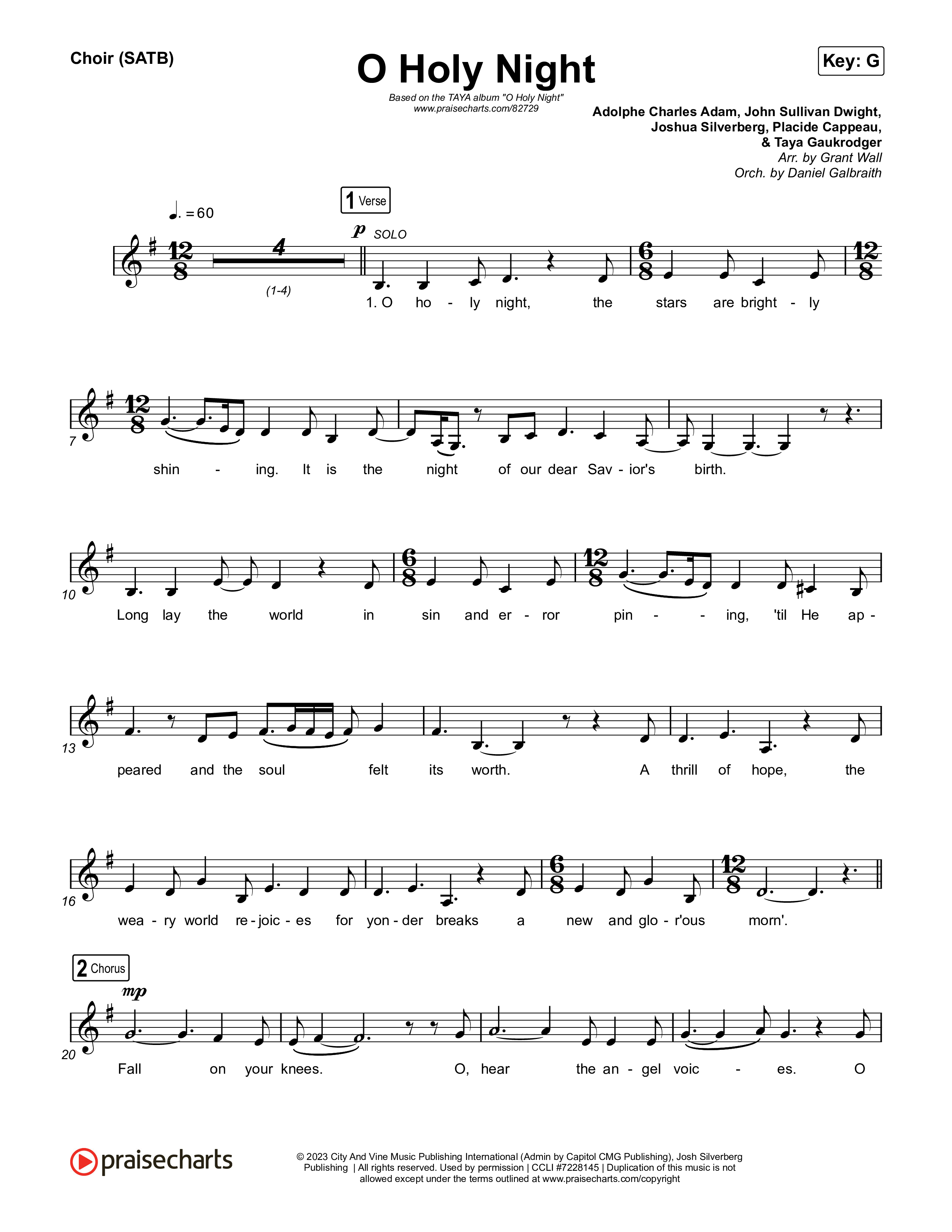 O Holy Night Choir Sheet (SATB) (TAYA)