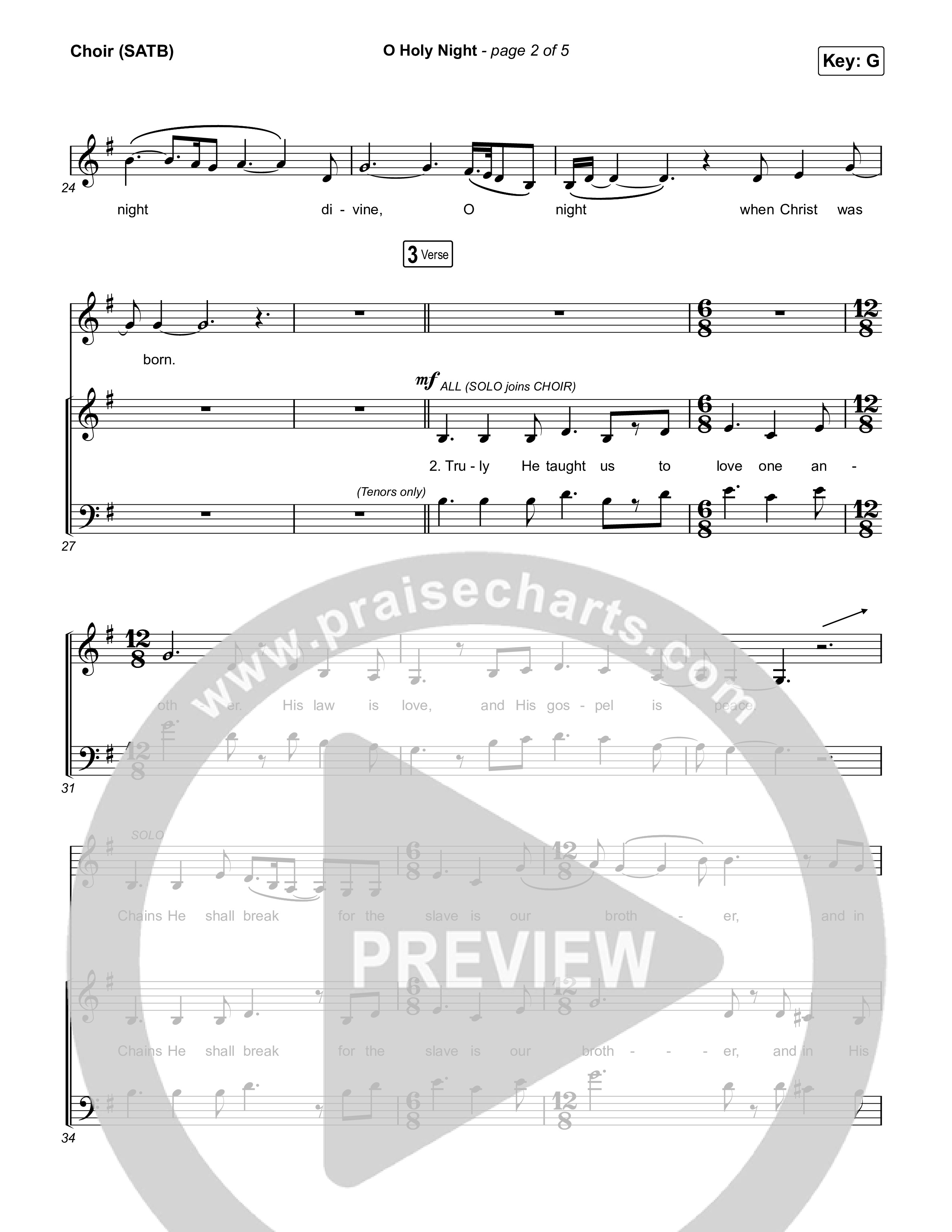 O Holy Night Choir Sheet (SATB) (TAYA)