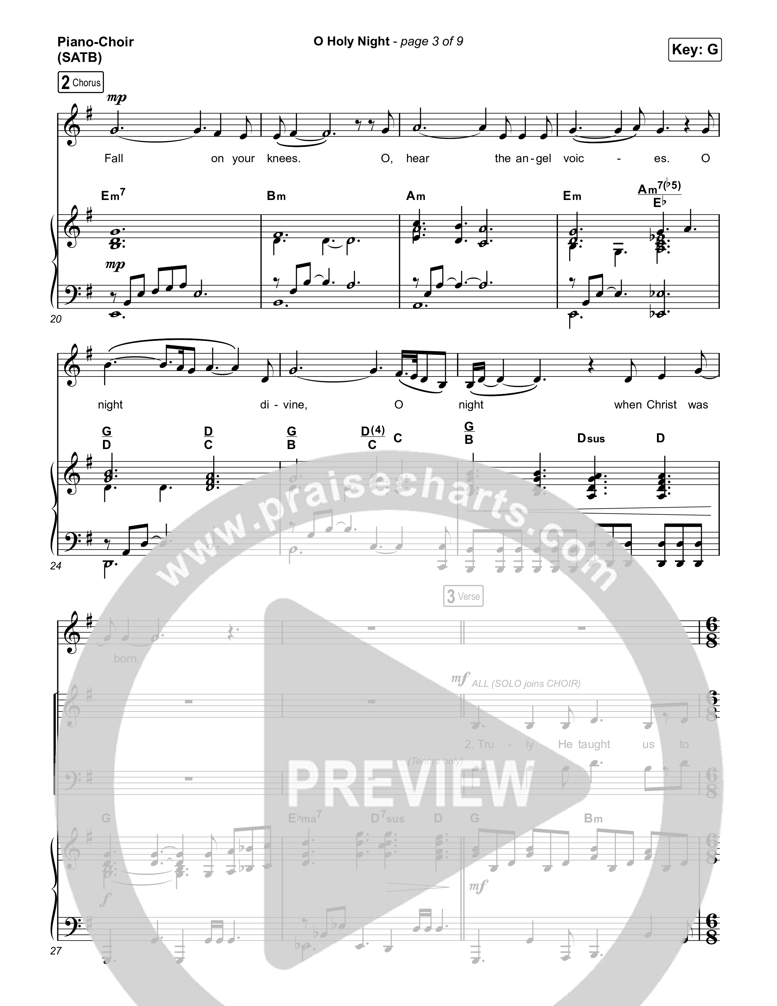 O Holy Night Piano/Vocal (SATB) (TAYA)