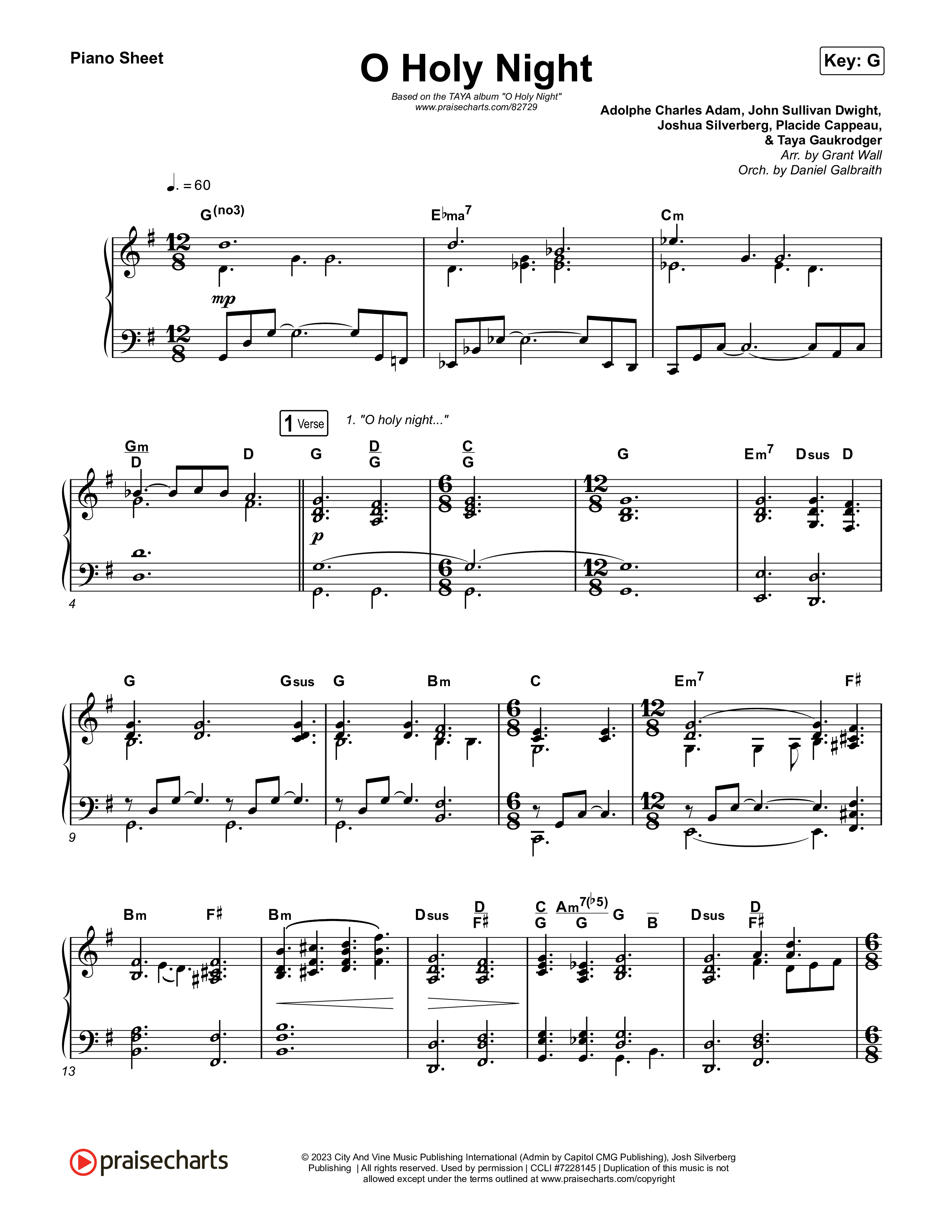 O Holy Night Piano Sheet (TAYA)