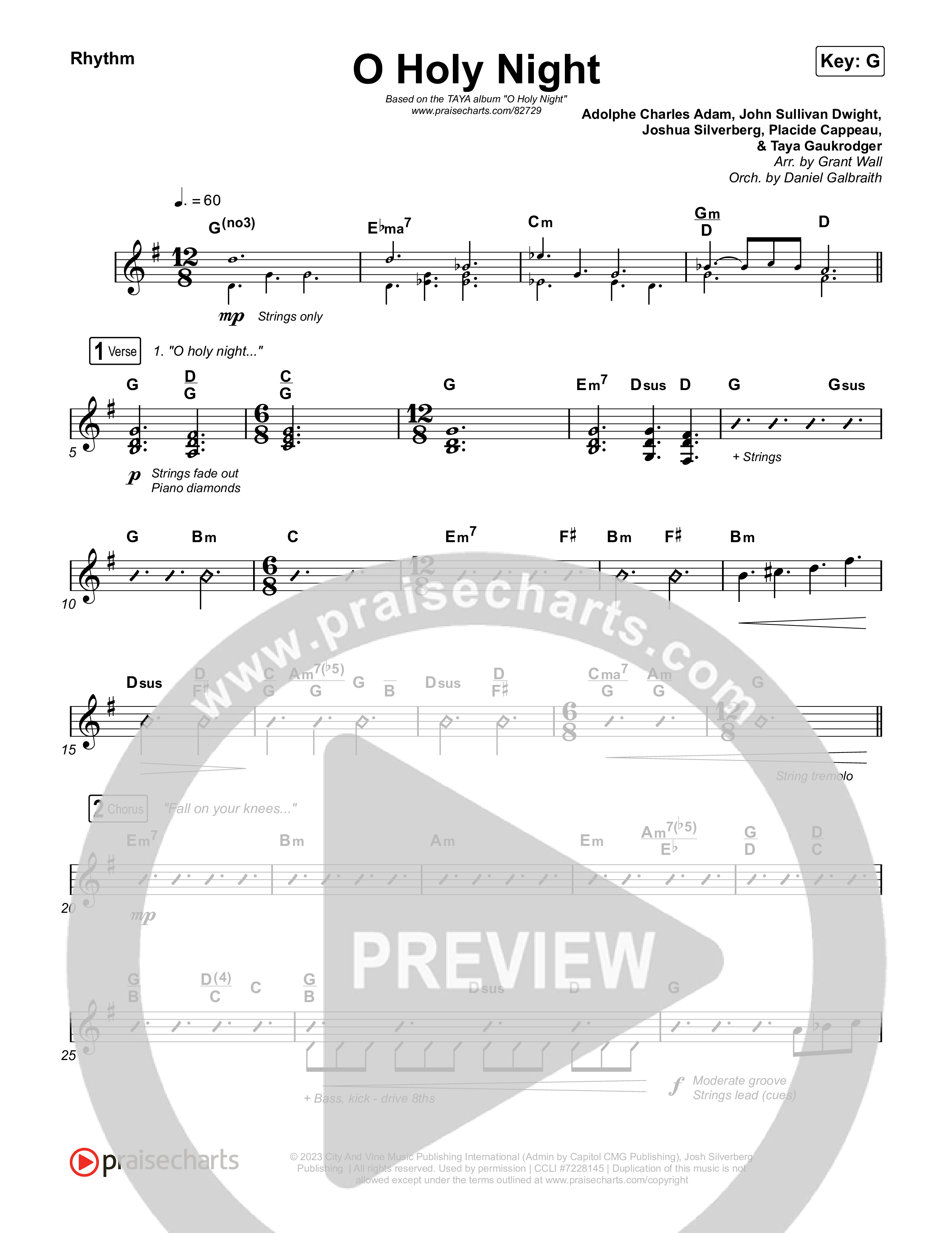 O Holy Night Rhythm Chart (TAYA)