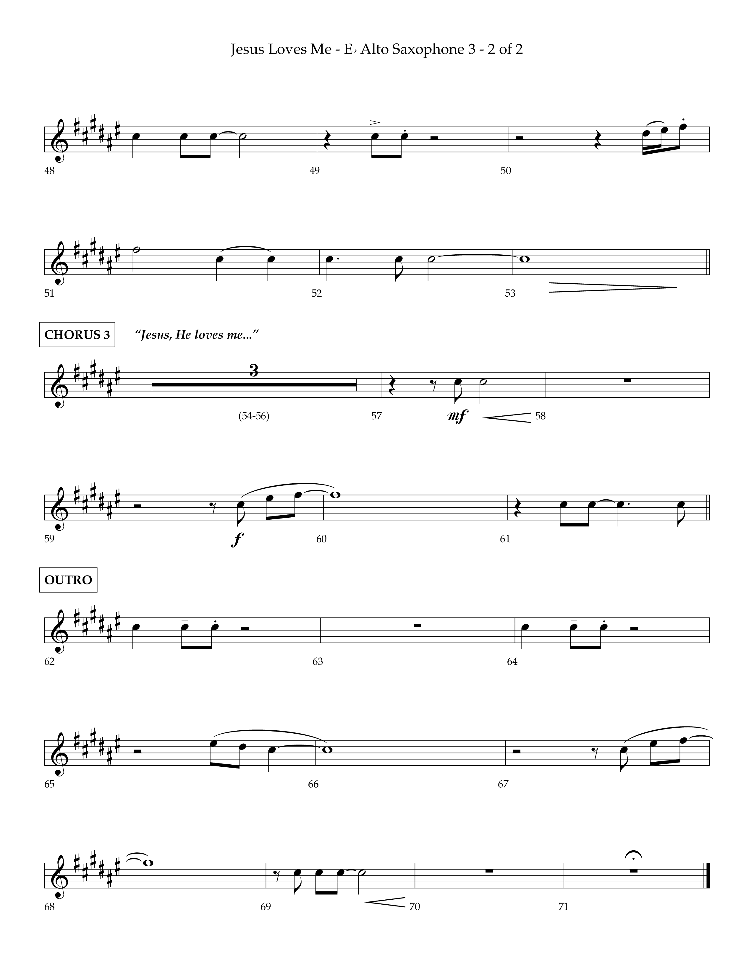 Jesus Loves Me (Choral Anthem SATB) Alto Sax (Lifeway Choral / Arr. Charlie Sinclair / Orch. David Winkler)