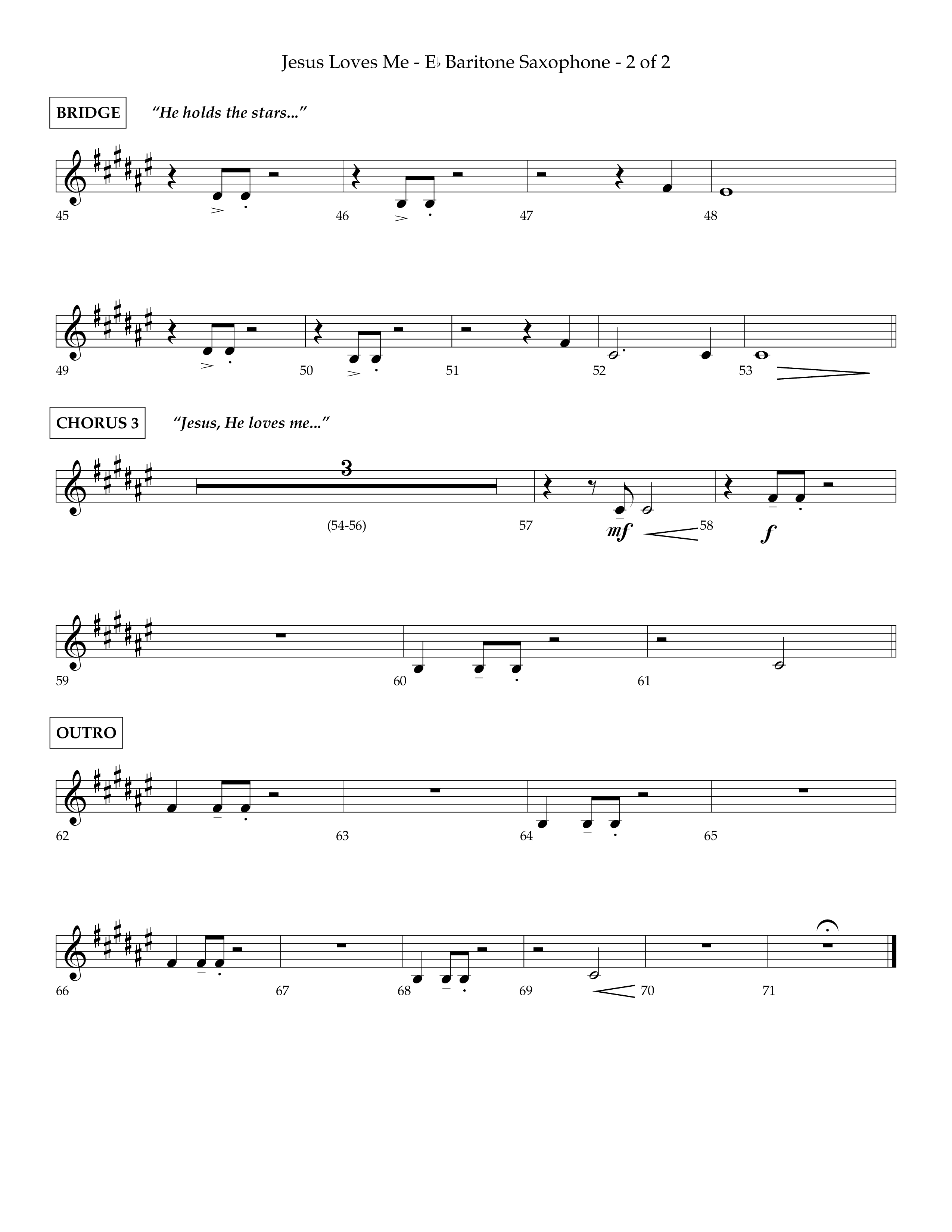 Jesus Loves Me (Choral Anthem SATB) Bari Sax (Lifeway Choral / Arr. Charlie Sinclair / Orch. David Winkler)
