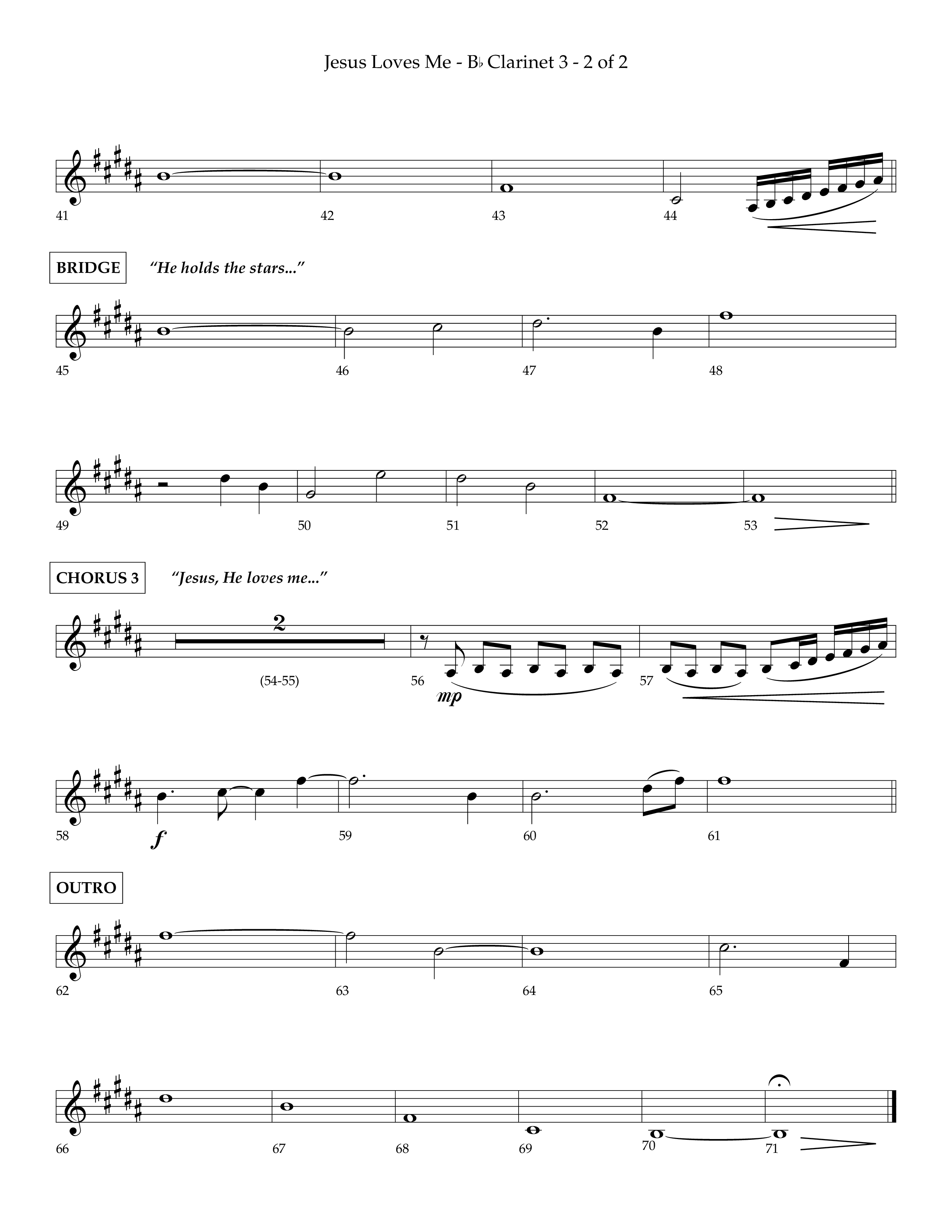 Jesus Loves Me (Choral Anthem SATB) Clarinet 3 (Lifeway Choral / Arr. Charlie Sinclair / Orch. David Winkler)