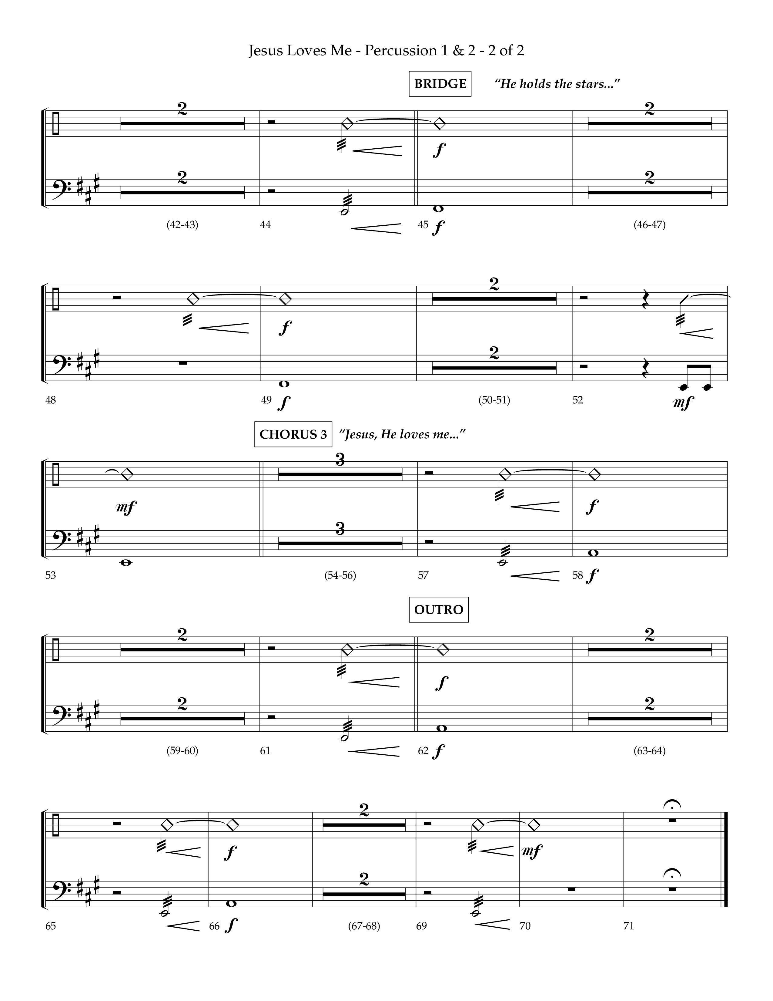 Jesus Loves Me (Choral Anthem SATB) Percussion 1/2 (Lifeway Choral / Arr. Charlie Sinclair / Orch. David Winkler)