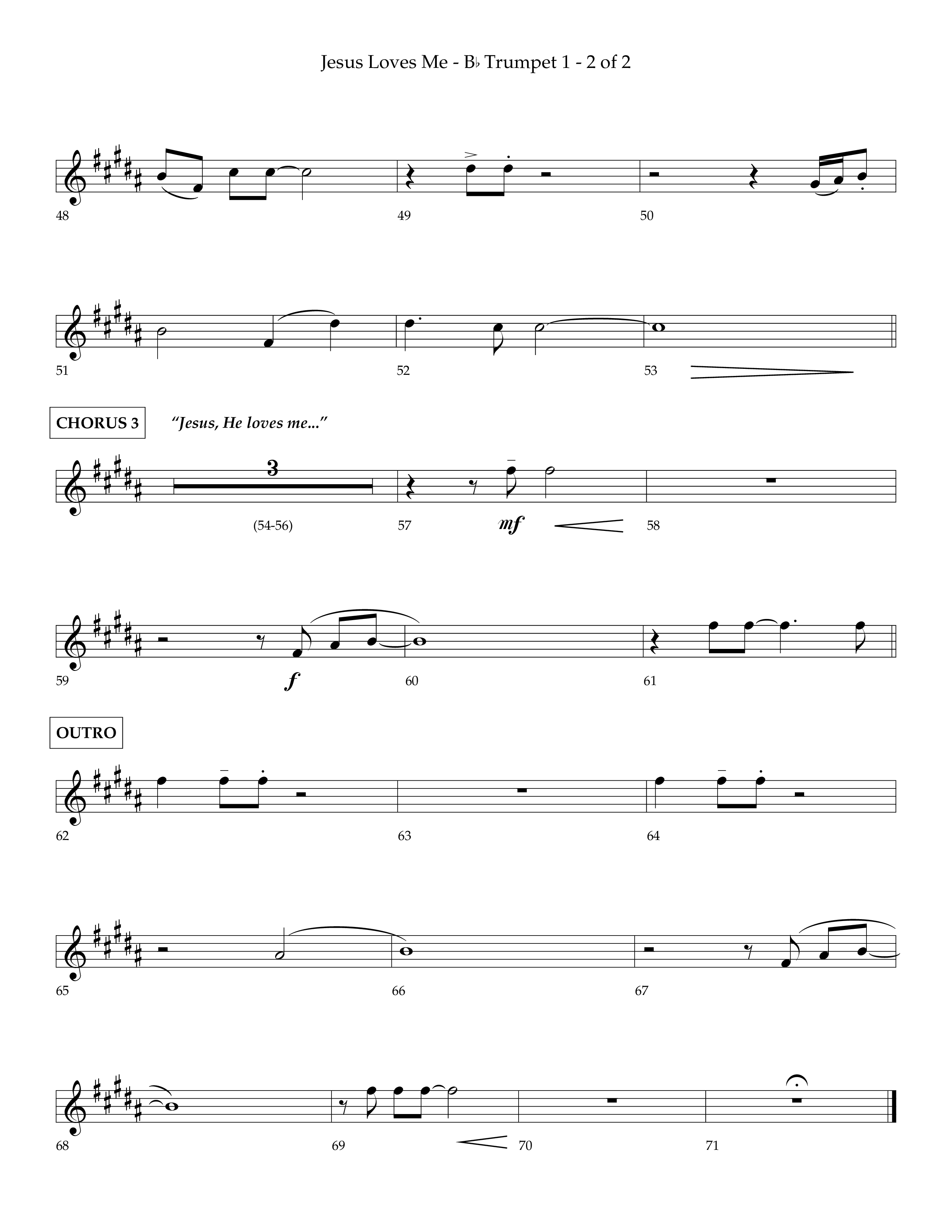 Jesus Loves Me (Choral Anthem SATB) Trumpet 1 (Lifeway Choral / Arr. Charlie Sinclair / Orch. David Winkler)