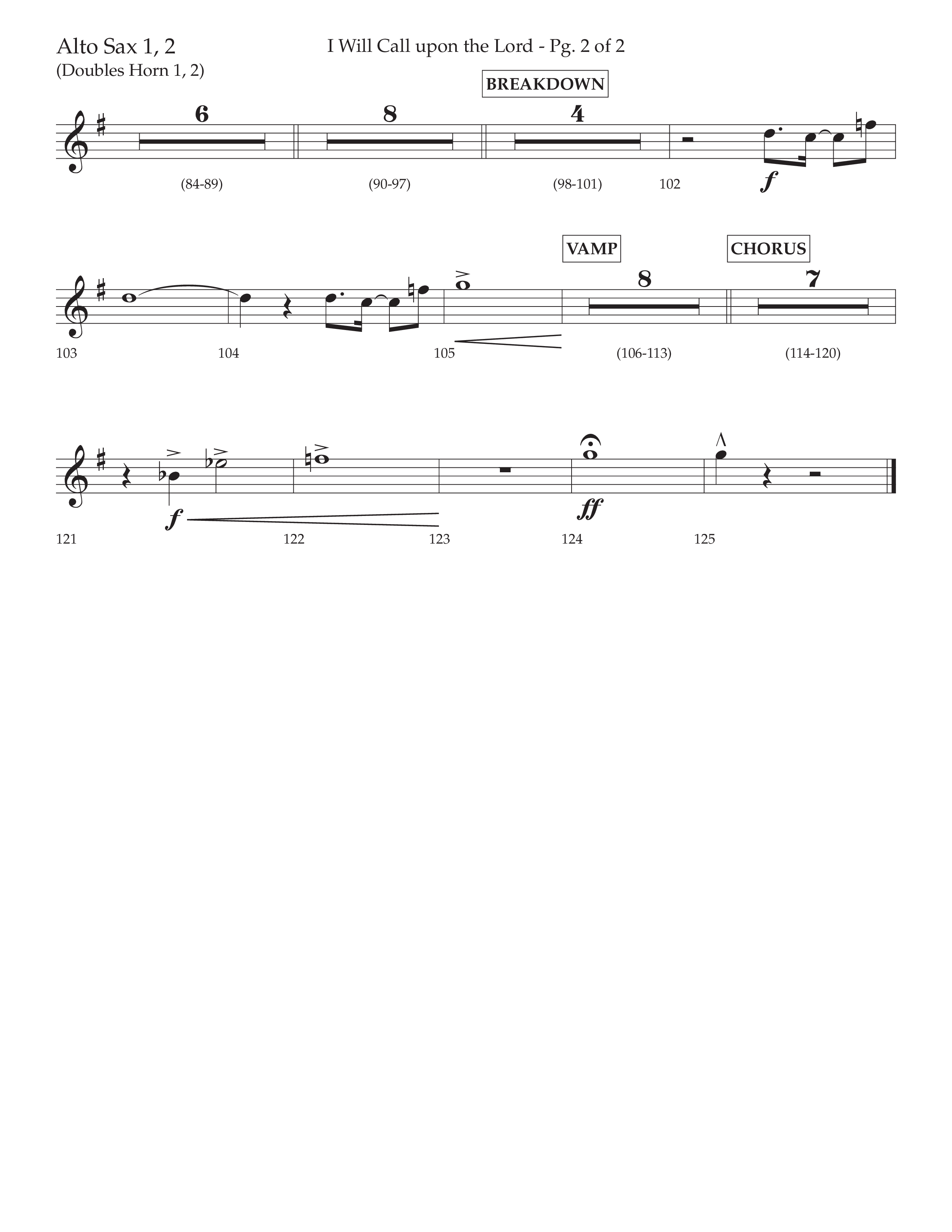 I Will Call Upon The Lord (Choral Anthem SATB) Alto Sax 1/2 (Lifeway Choral / Arr. Cliff Duren)