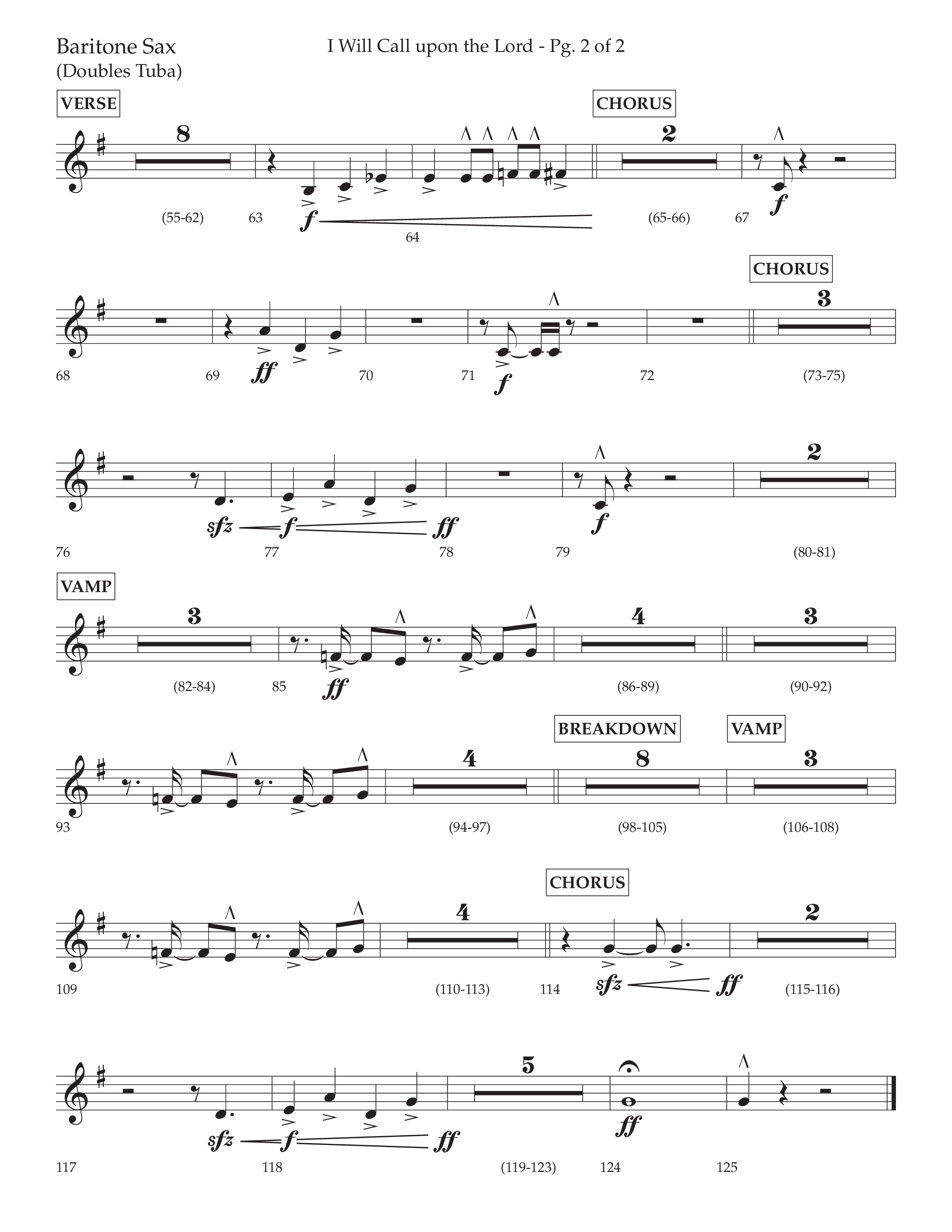 I Will Call Upon The Lord (Choral Anthem SATB) Bari Sax (Lifeway Choral / Arr. Cliff Duren)