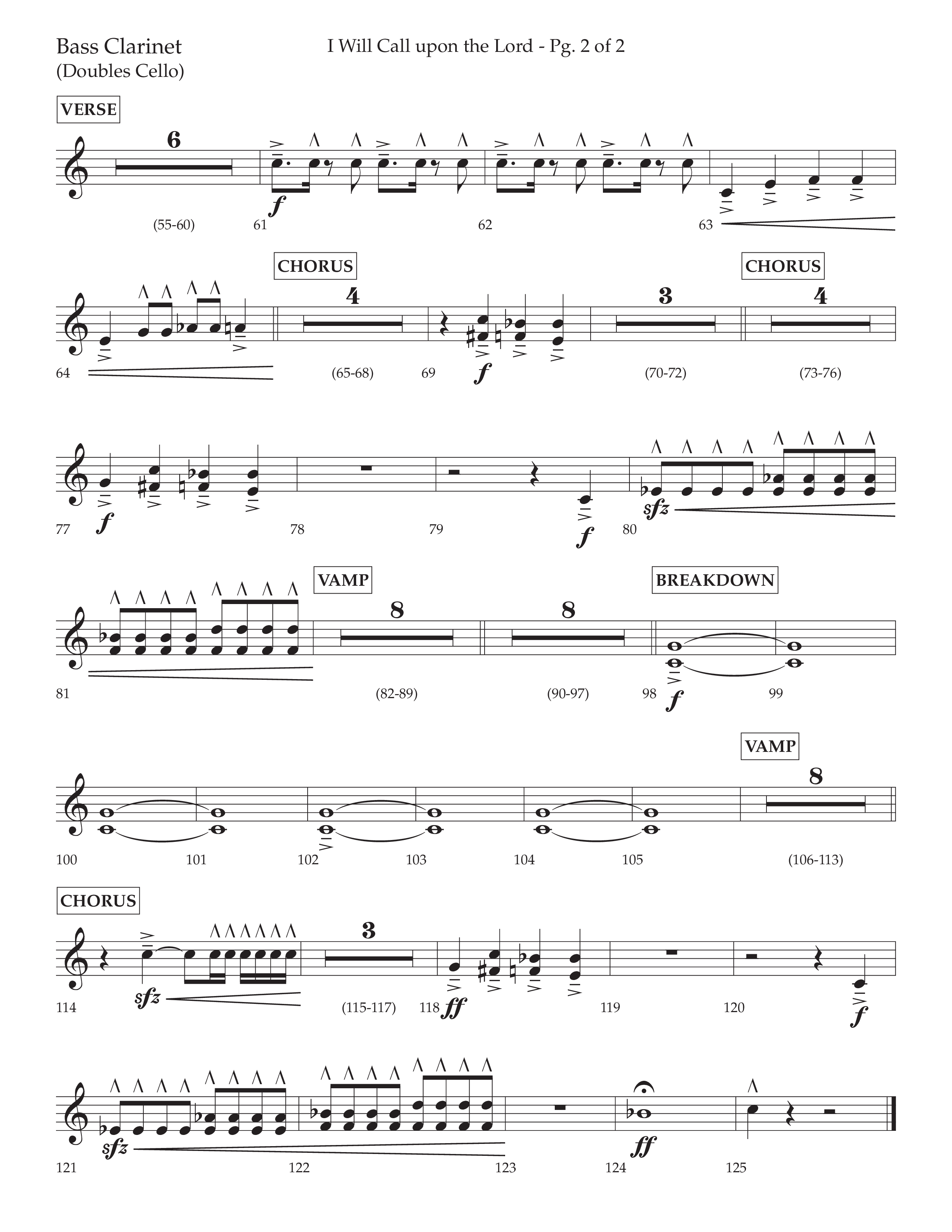 I Will Call Upon The Lord (Choral Anthem SATB) Bass Clarinet (Lifeway Choral / Arr. Cliff Duren)