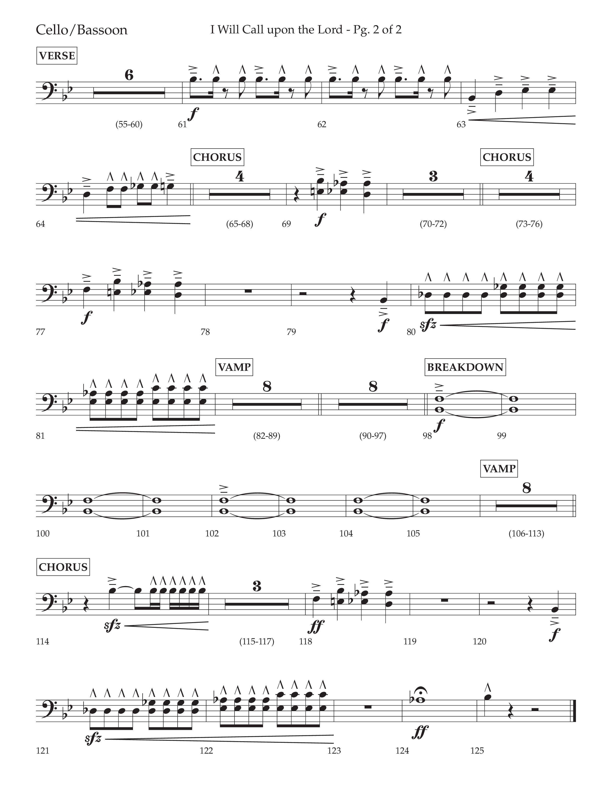 I Will Call Upon The Lord (Choral Anthem SATB) Cello (Lifeway Choral / Arr. Cliff Duren)