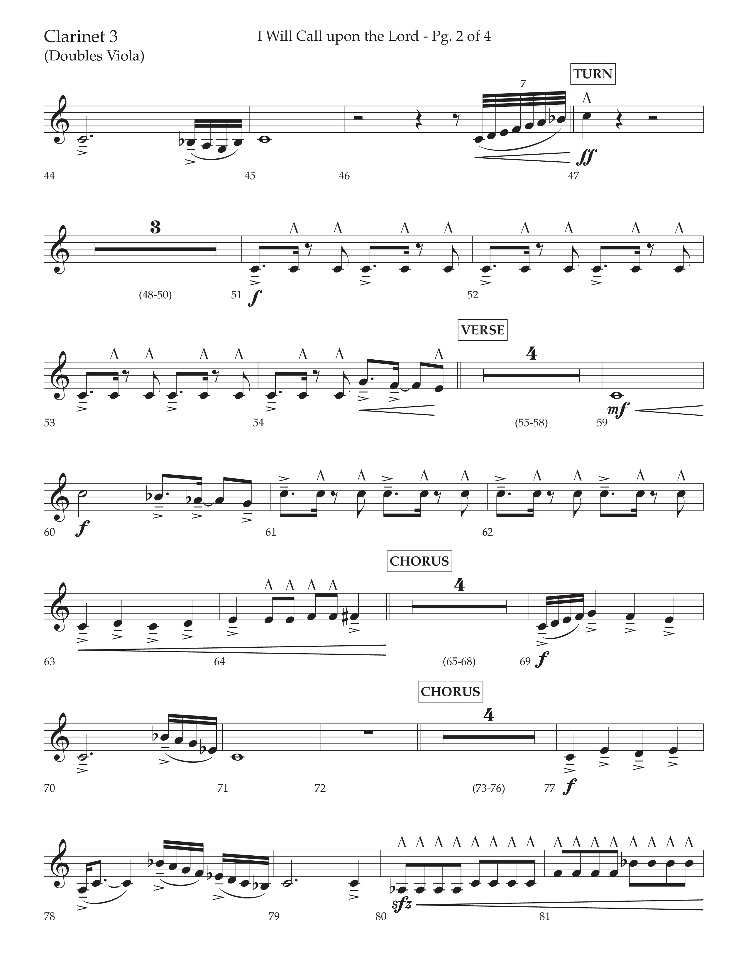 I Will Call Upon The Lord (Choral Anthem SATB) Clarinet 3 (Lifeway Choral / Arr. Cliff Duren)